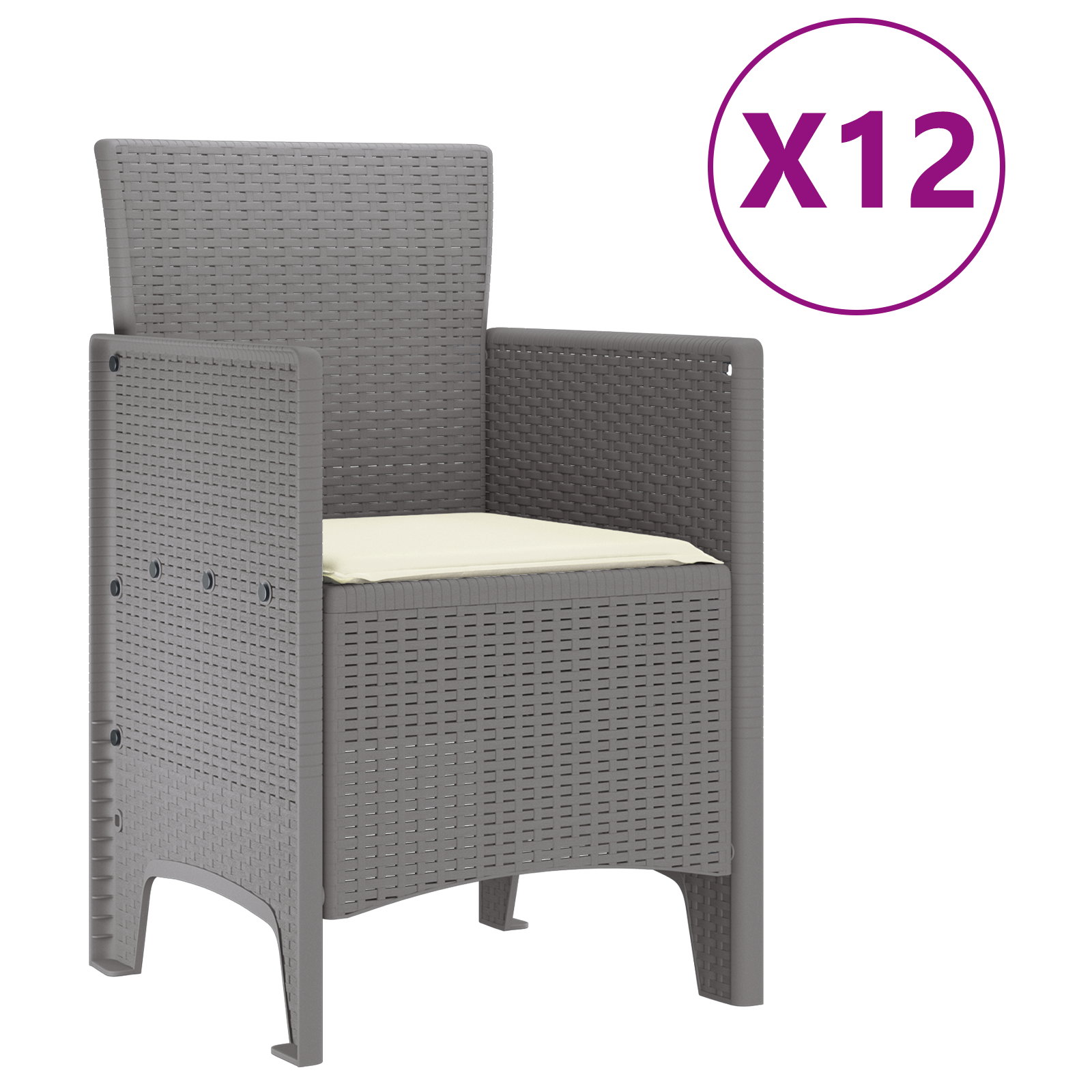 13 Piece Garden Dining Set with Cushions Light Grey Poly Rattan - Image 5