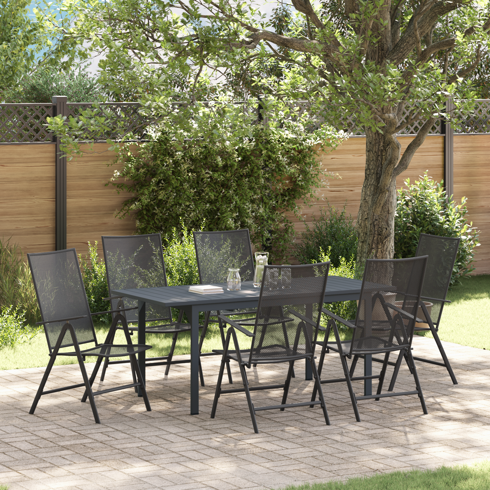 Thumbnail - vidaXL Garten-Essgruppe 7 pcs Anthrazit Vollgröße
