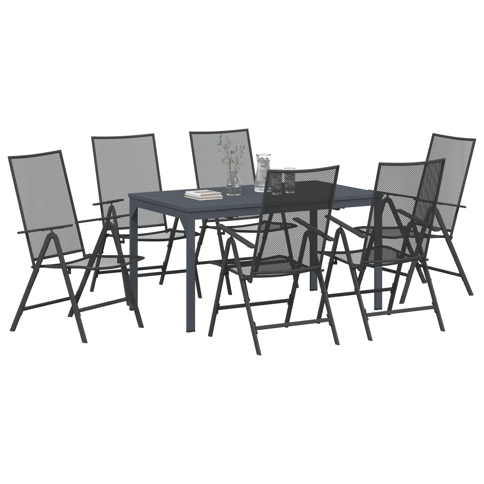 Thumbnail - vidaXL Garten-Essgruppe 7 pcs Anthrazit Vollgröße