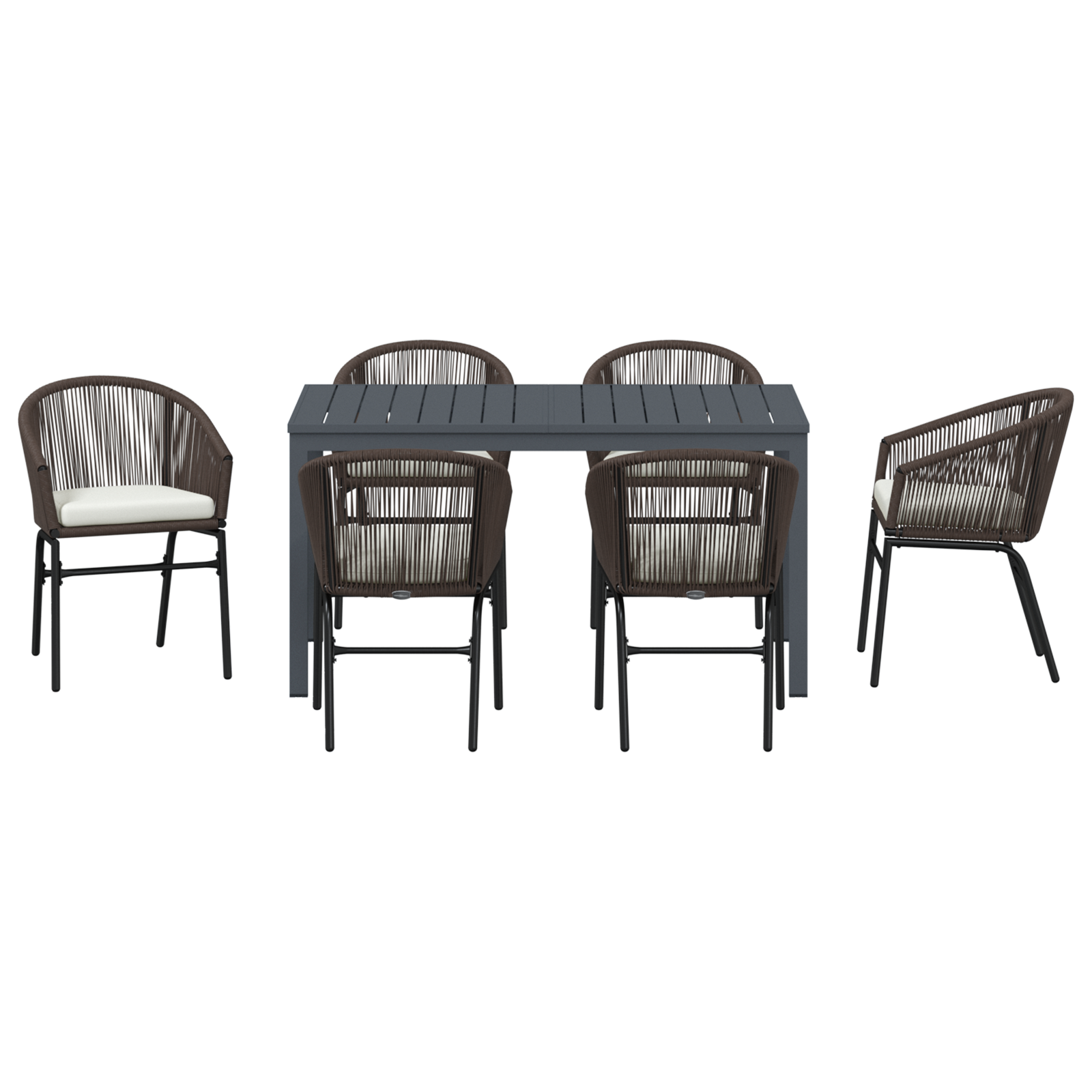 7-частен комплект за хранене в градината с възглавници Кафяв полиратан - Image 7