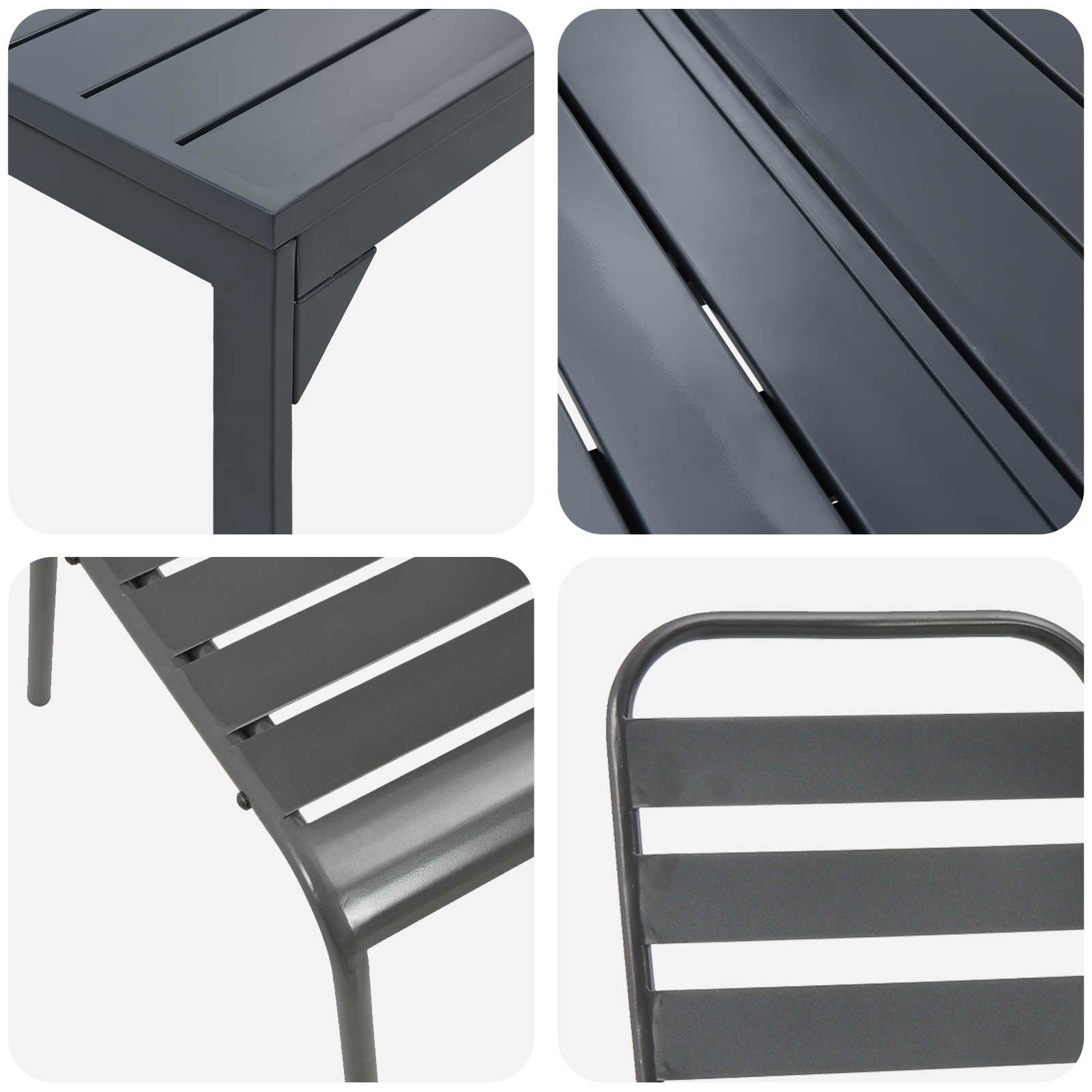 11 части комплект за градинска трапезария от антрацитна стомана - Image 9