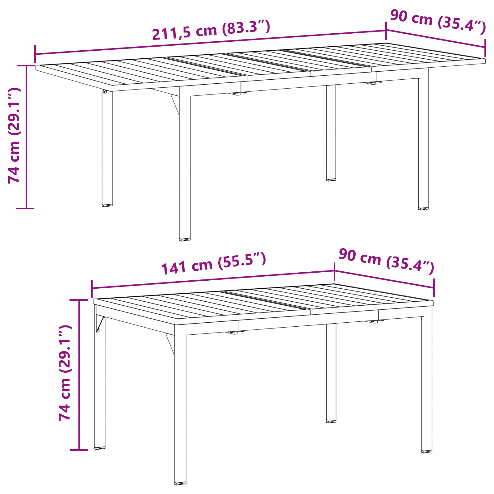11 части комплект за градинска трапезария от антрацитна стомана - Image 11