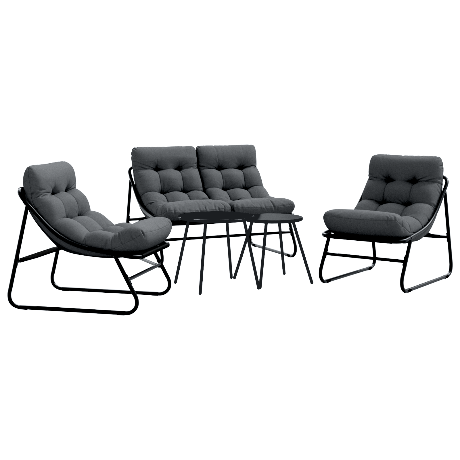 5 dalių sodo sofos komplektas su pagalvėlėmis Juodo plieno - Image 2