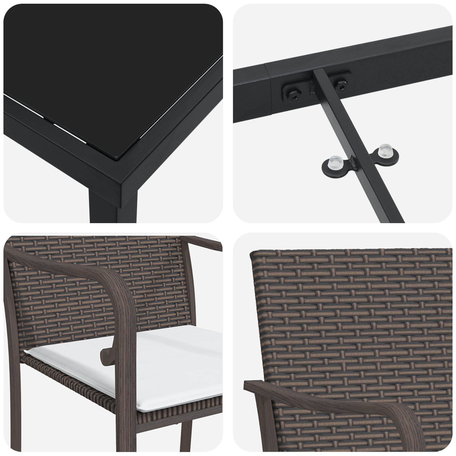 7-частен комплект за градинско хранене с възглавници, кафяв полиратан - Image 9