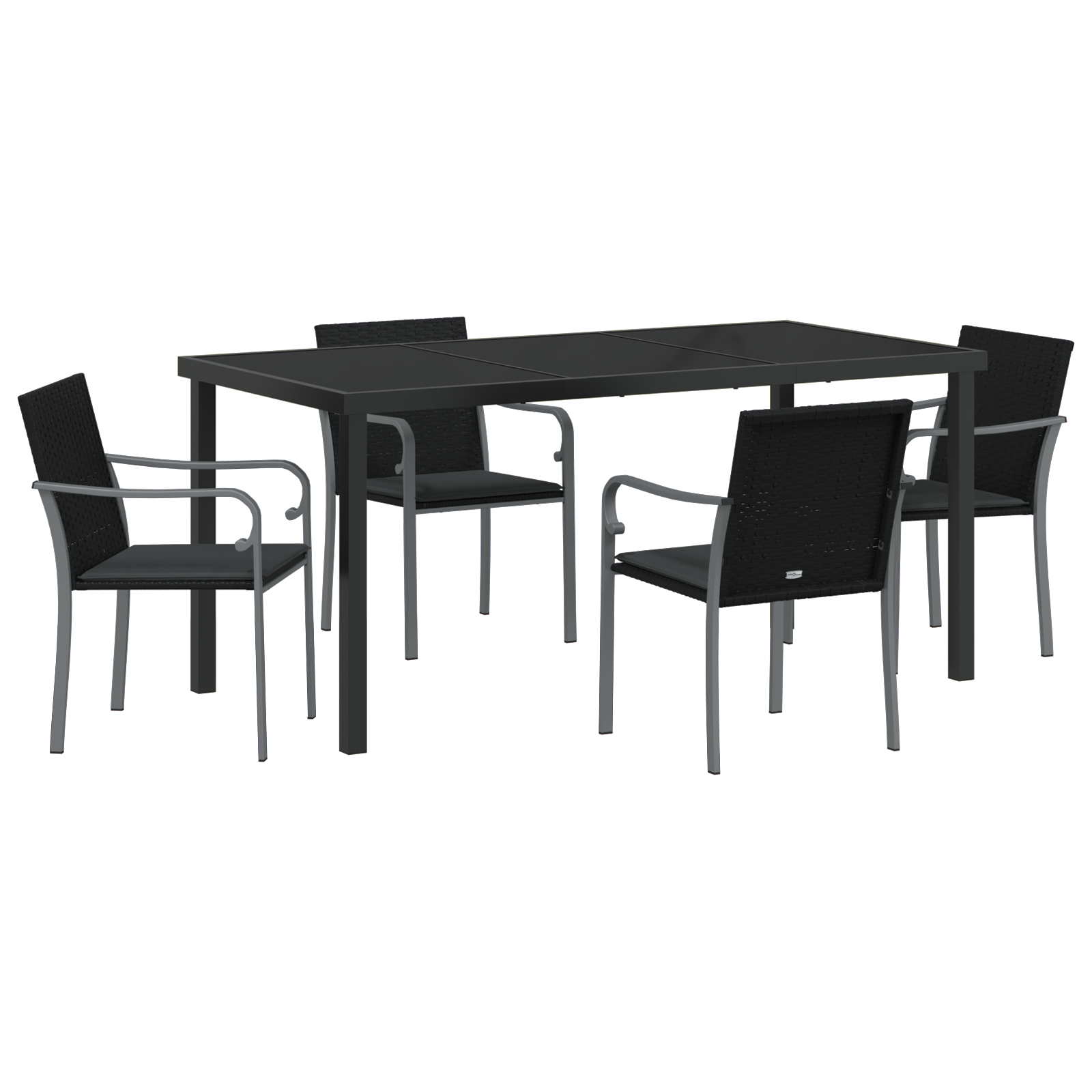 Thumbnail - vidaXL 5-teilige Garten-Essgruppe mit Kissen - Schwarz, Poly Rattan