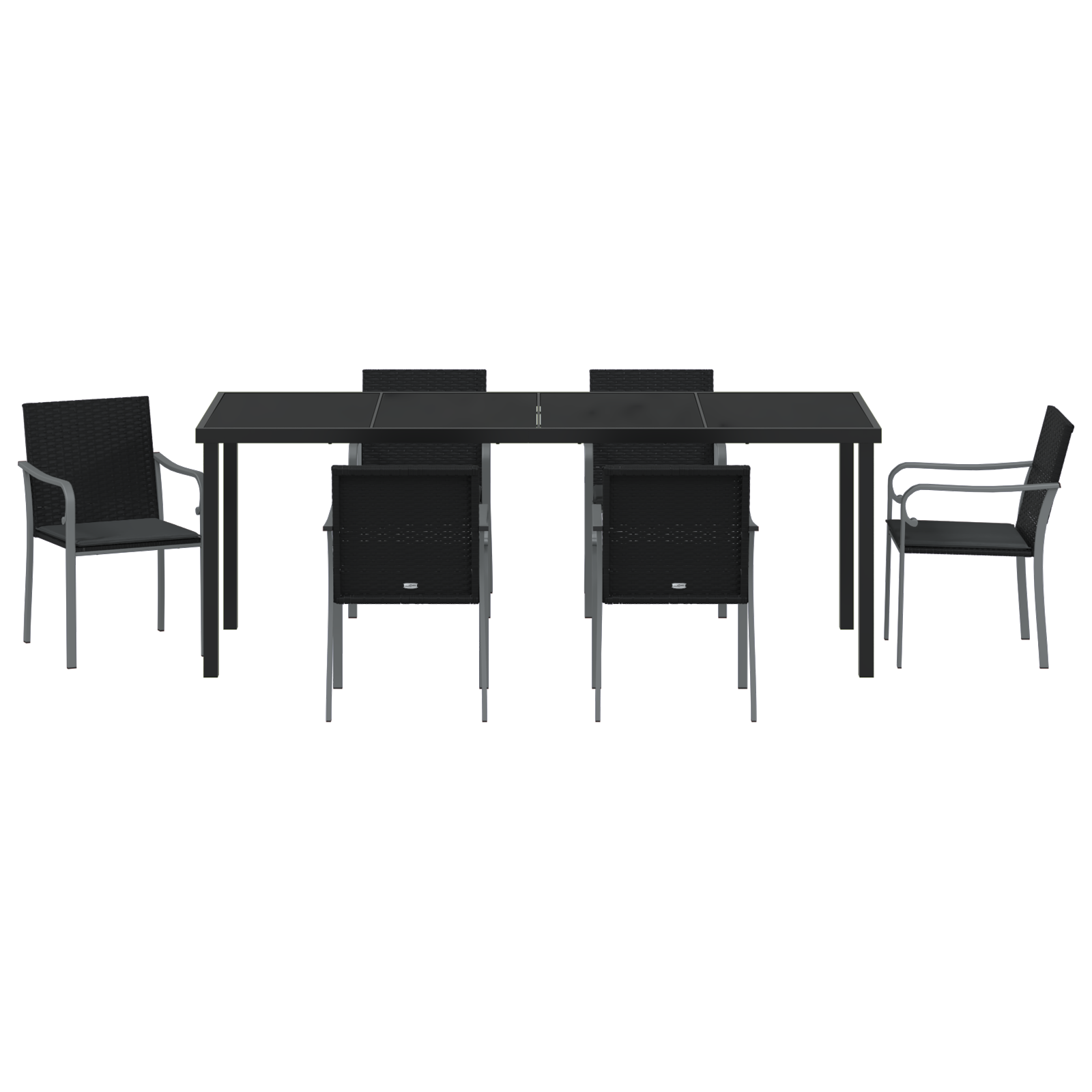 7-частен градински обеден комплект с възглавници - черен - Image 7