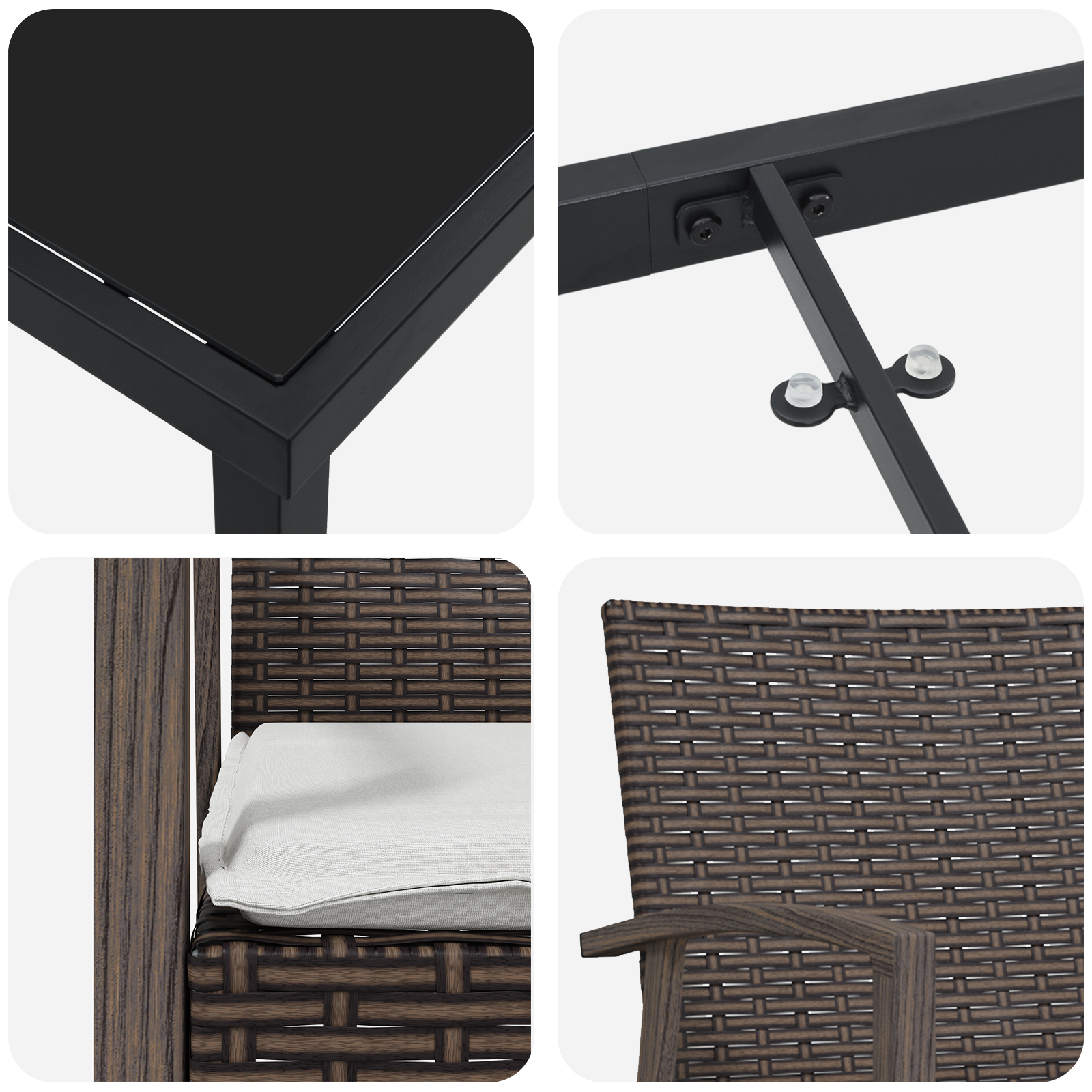 Комплект от 4 Кафяво Стомана 56.5x57x83 см Много места - Image 9