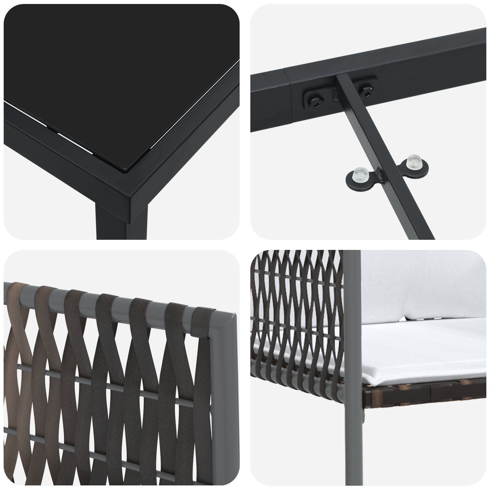 Комплект от 5 градински маси с възглавници кафяв поли ротан - Image 9