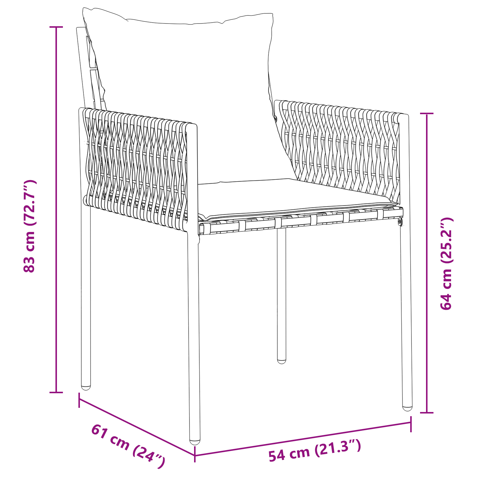 Комплект от 5 градински маси с възглавници кафяв поли ротан - Image 10