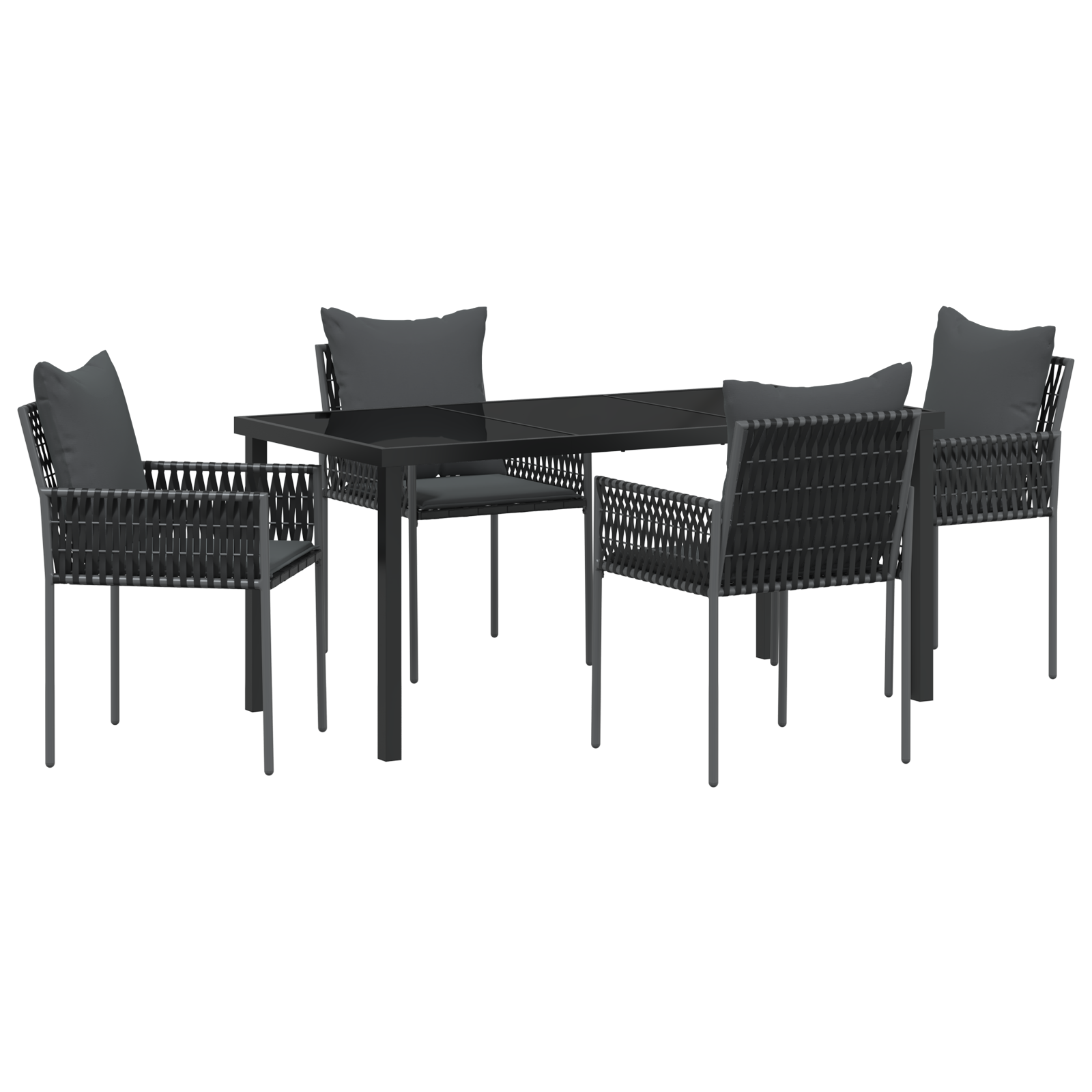 Thumbnail - vidaXL 5-tlg. Garten-Essgruppe mit Kissen Schwarz Poly Rattan