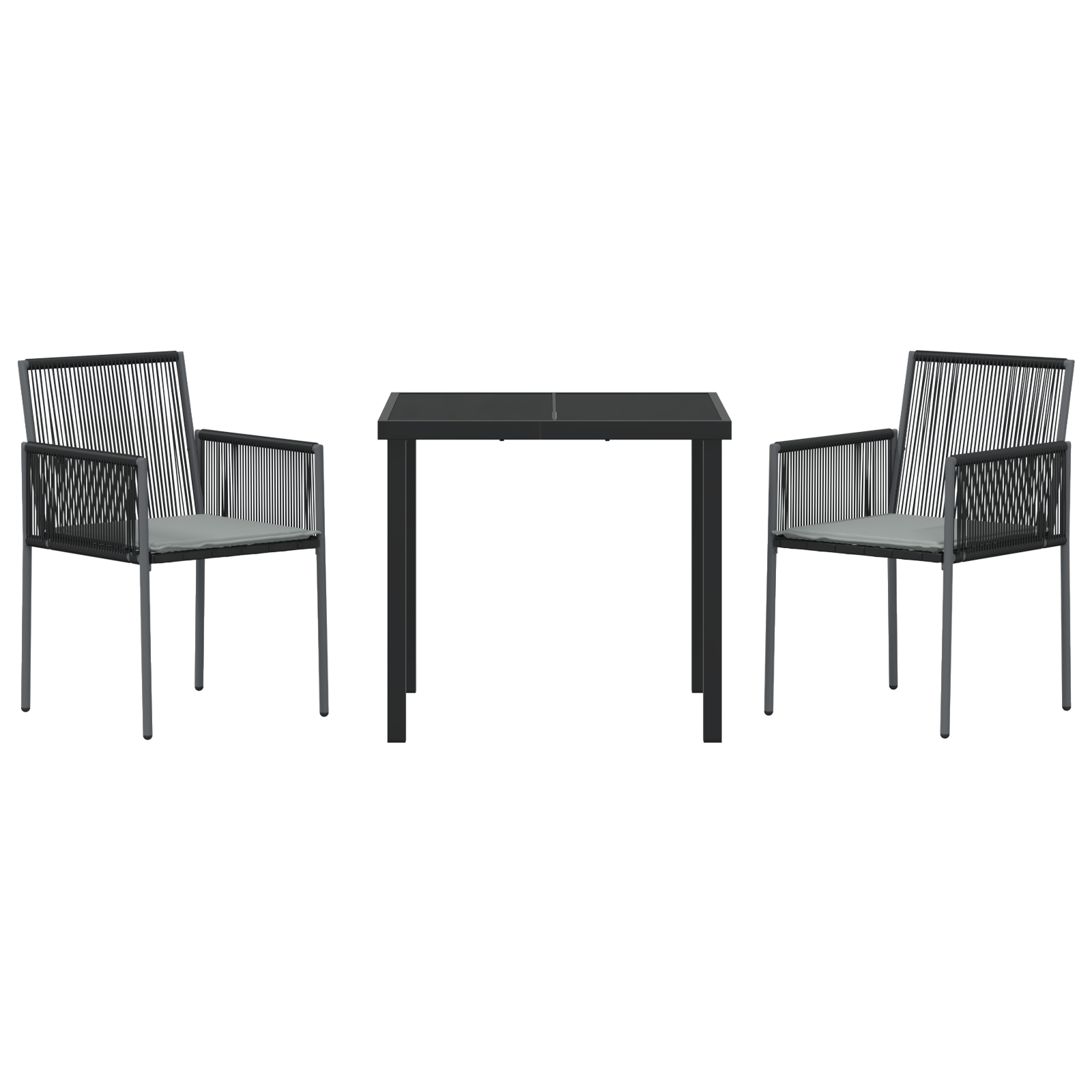 3 частен комплект за хранене в градината с възглавници черен поли ратан - Image 7