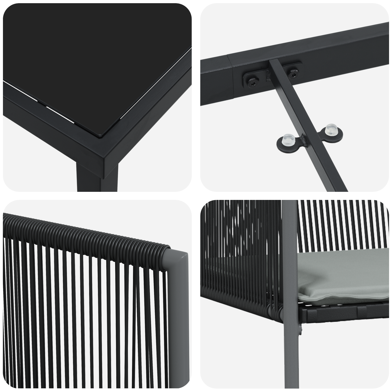 Комплект от 4 Черен Полиратан 54x60.5x83.5 см Издръжлив - Image 9