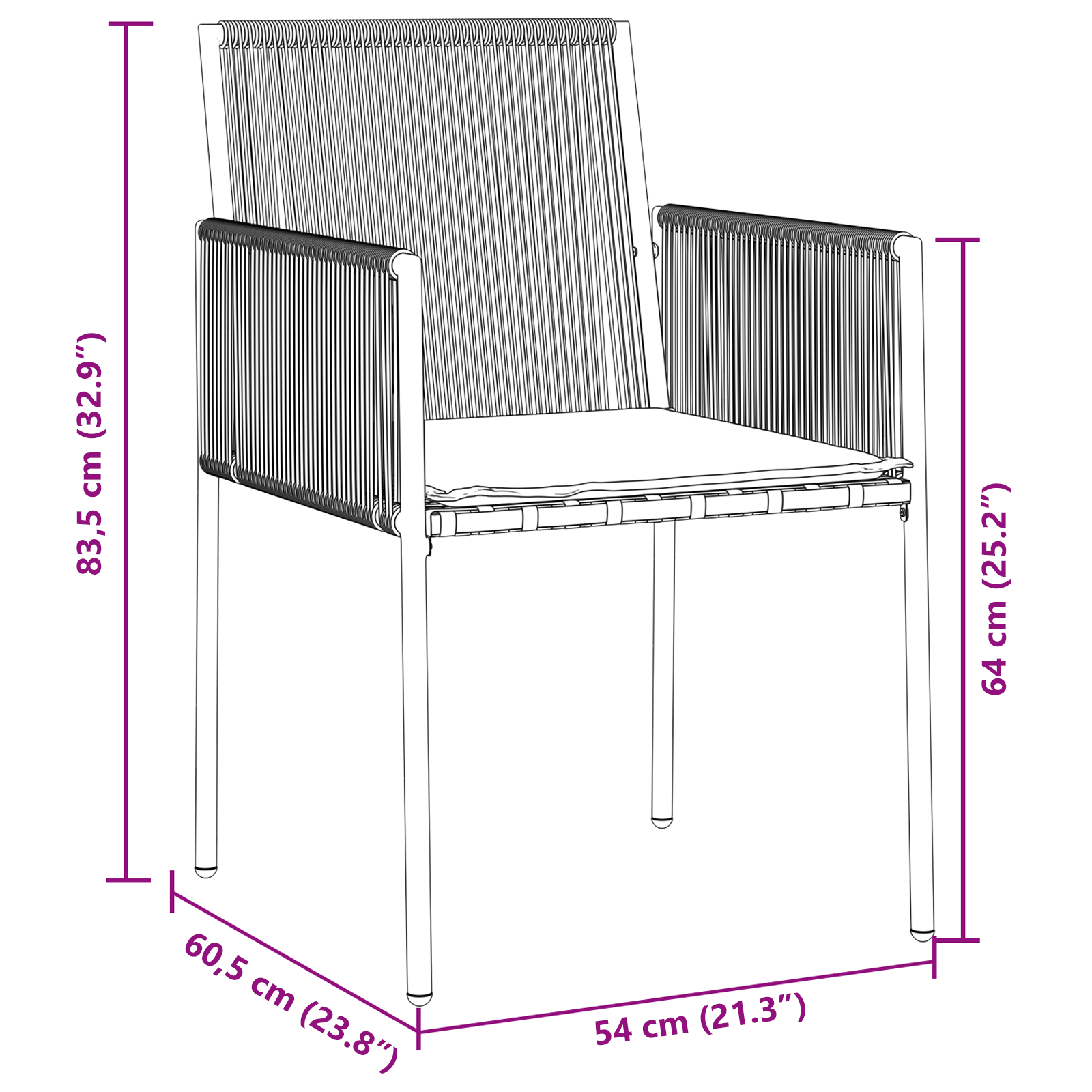 Комплект от 4 Черен Полиратан 54x60.5x83.5 см Издръжлив - Image 10