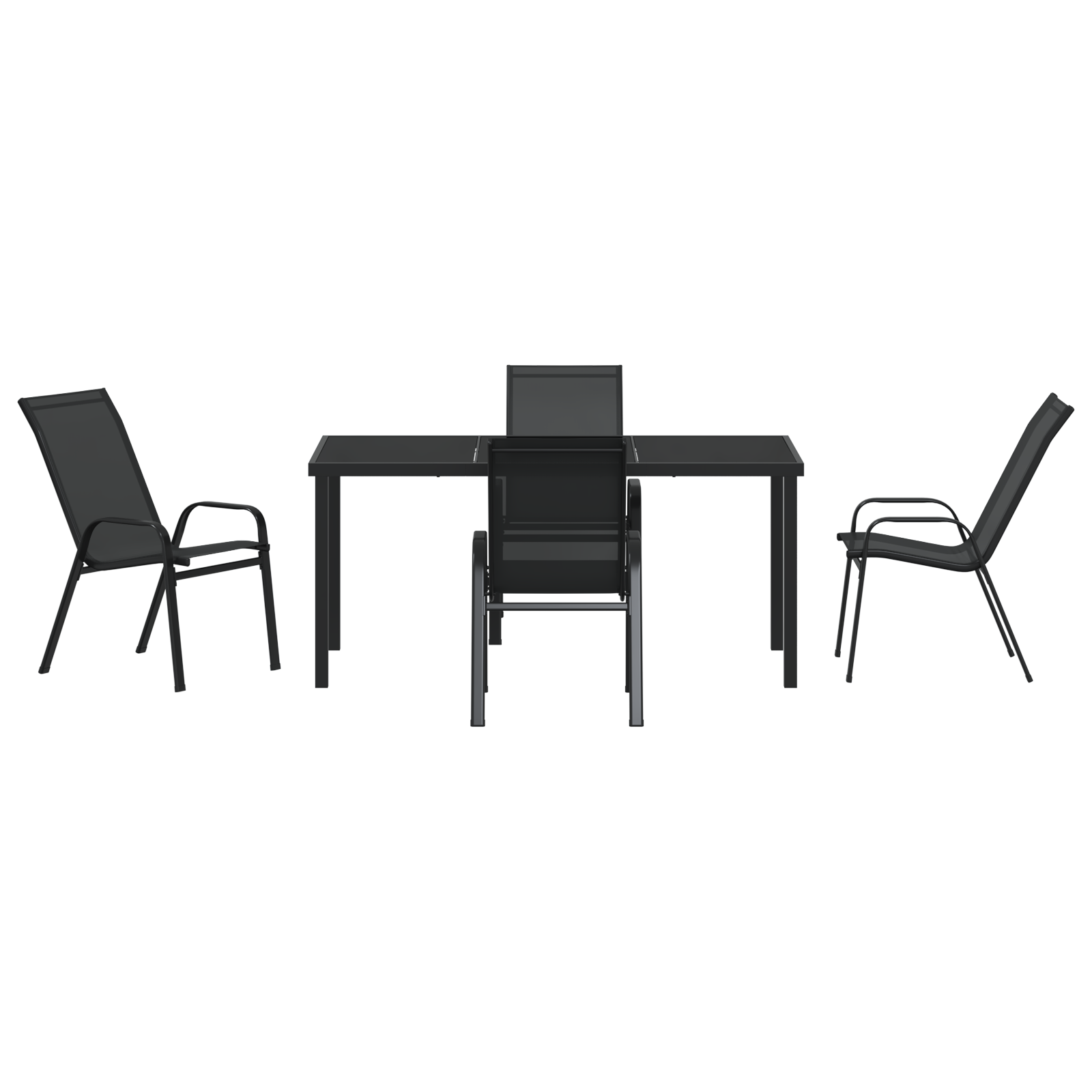 5 Piece Garden Dining Set Black Textilene and Steel - Image 7