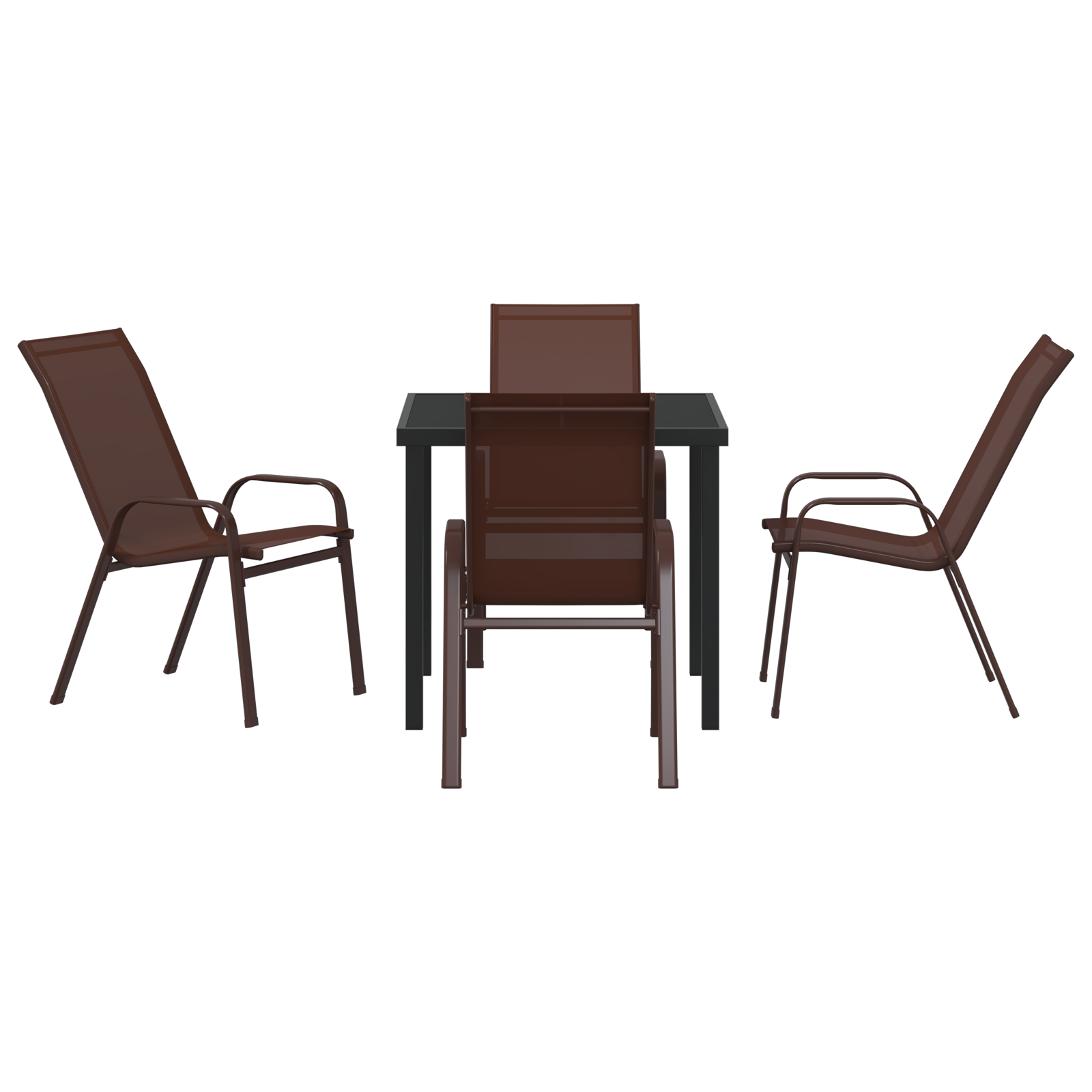 5 Piece Garden Dining Set Brown Textilene and Steel - Image 7