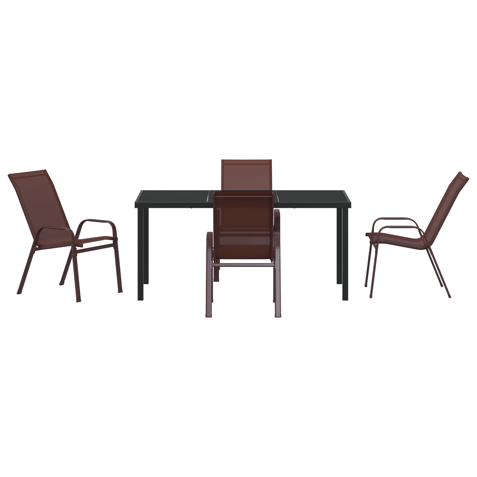 5 Piece Garden Dining Set Brown Textilene and Steel - Image 7