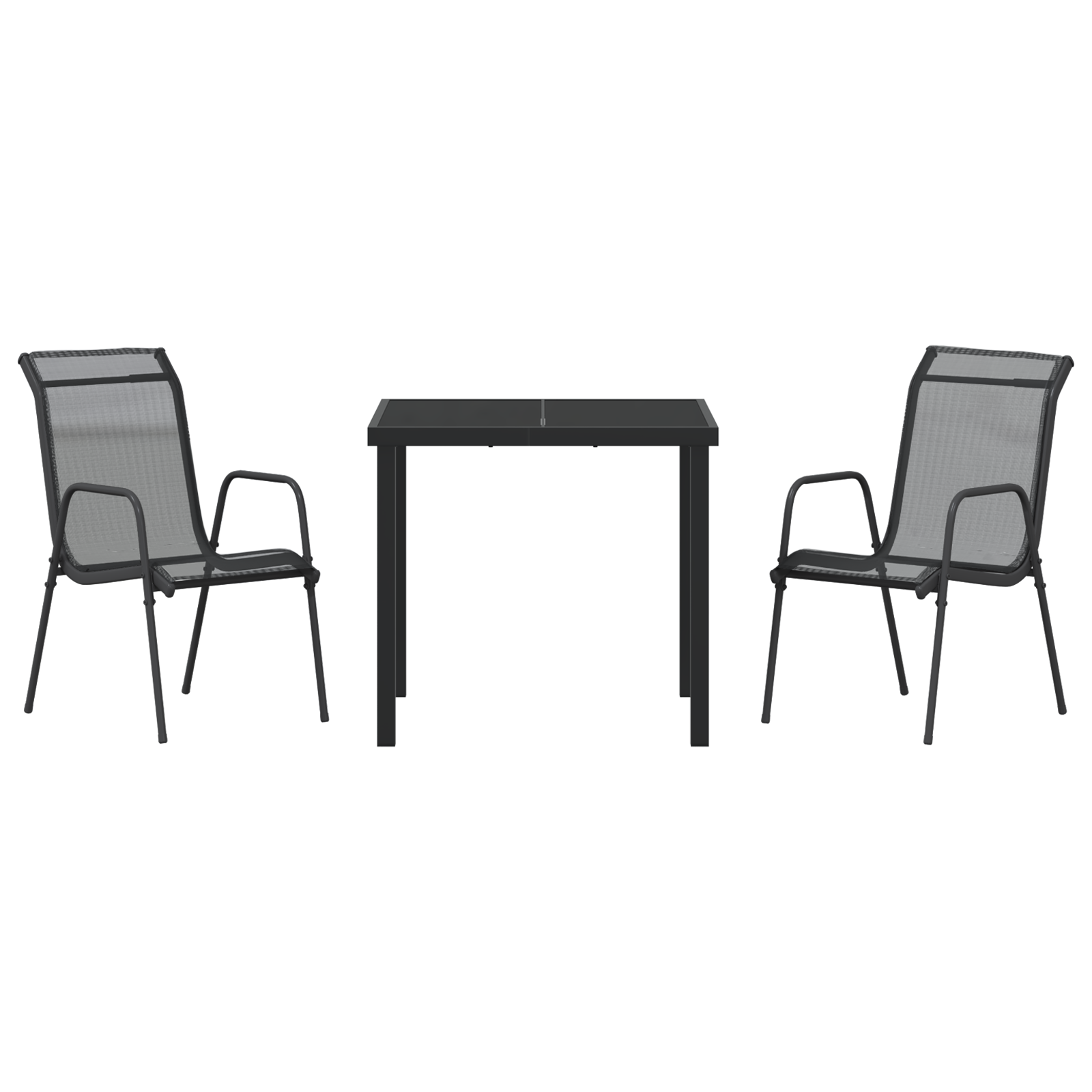 Комплект за хранене на градината от 3 части черен текстилен и стомана - Image 7