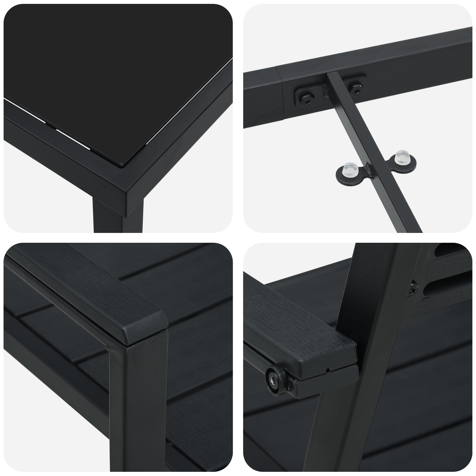 5 части комплект градински мебели Черен HDPE - Image 9