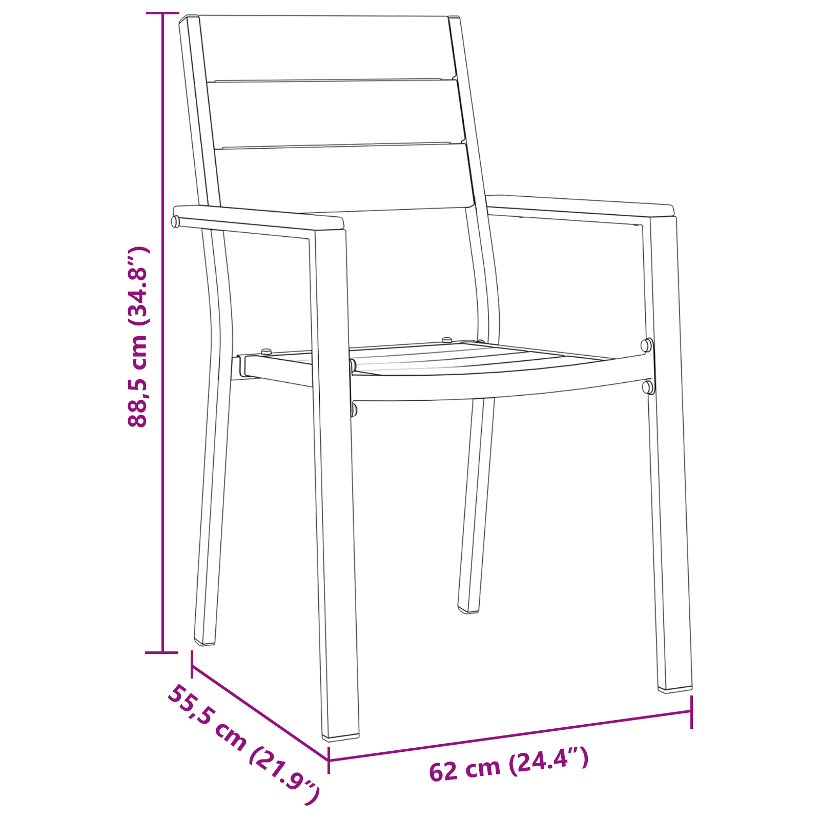 5 части Градински обеден комплект Черен HDPE - Image 10