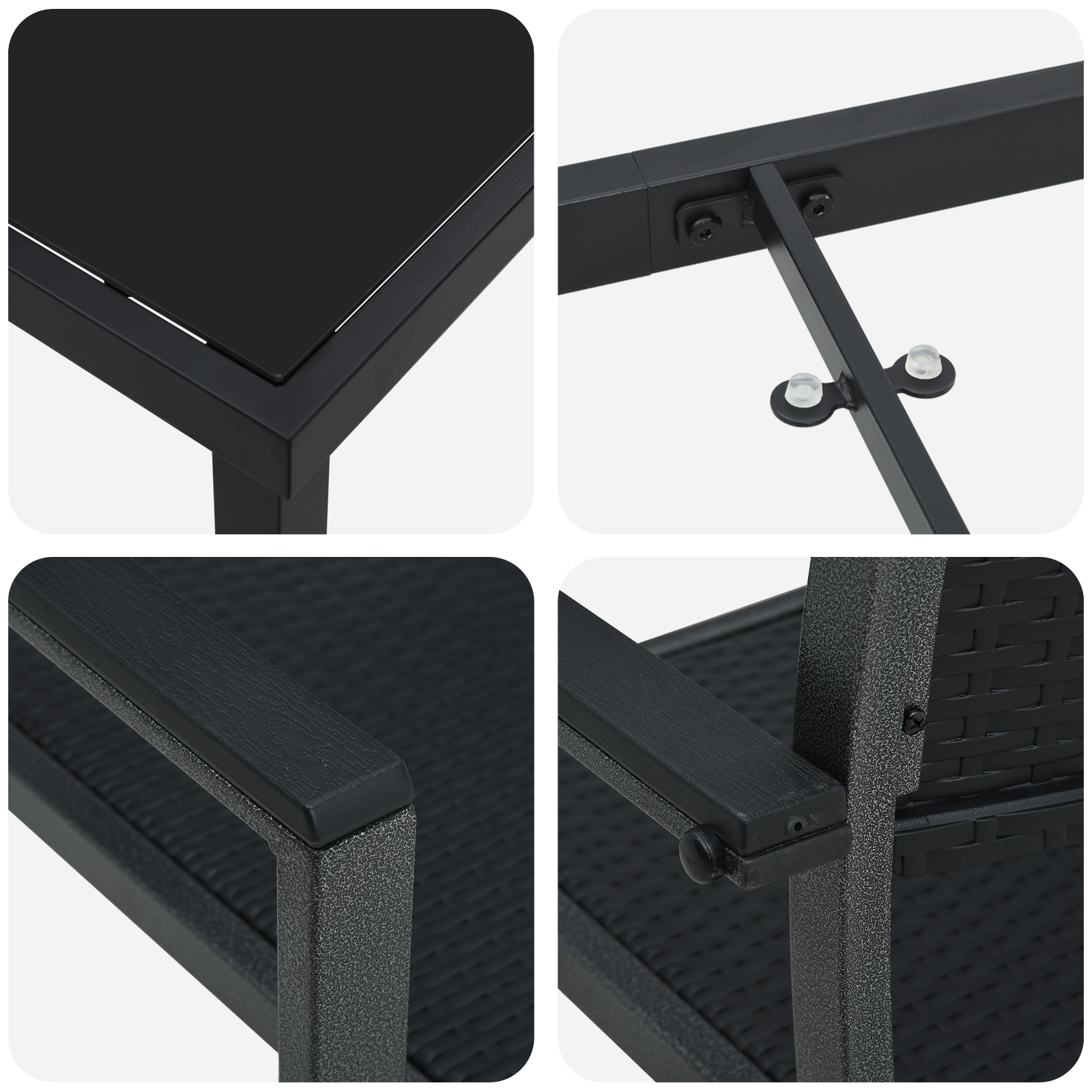 Комплект за хранене в градината  7 части Черна полирана ратан - Image 9