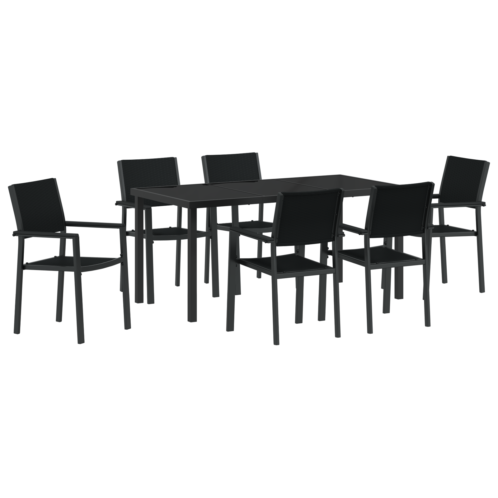 Thumbnail - vidaXL 7-teiliges Gartenessset Schwarz Poly-Rattan