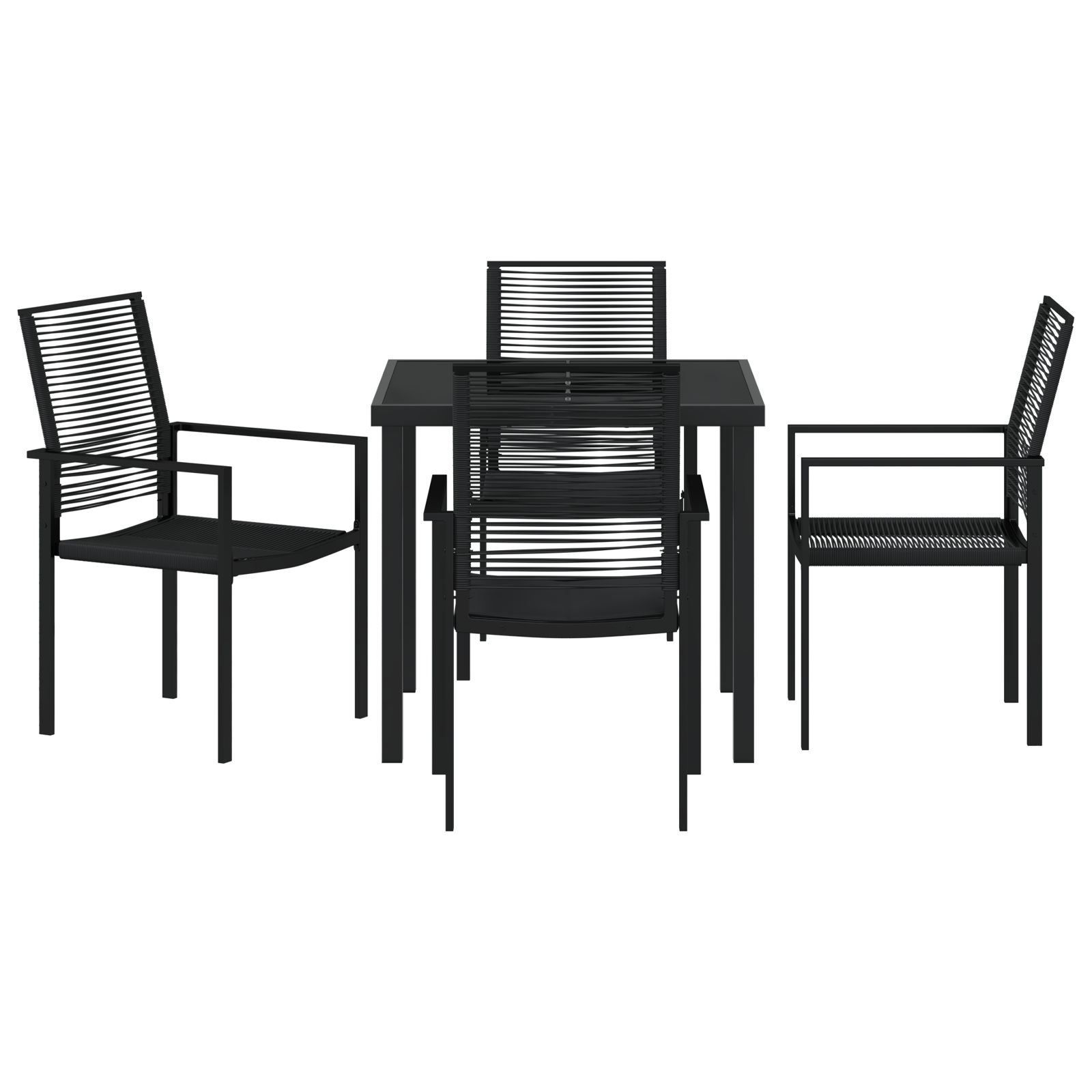 Комплект градински трапезни мебели  5 части Черен PVC ратан - Image 7
