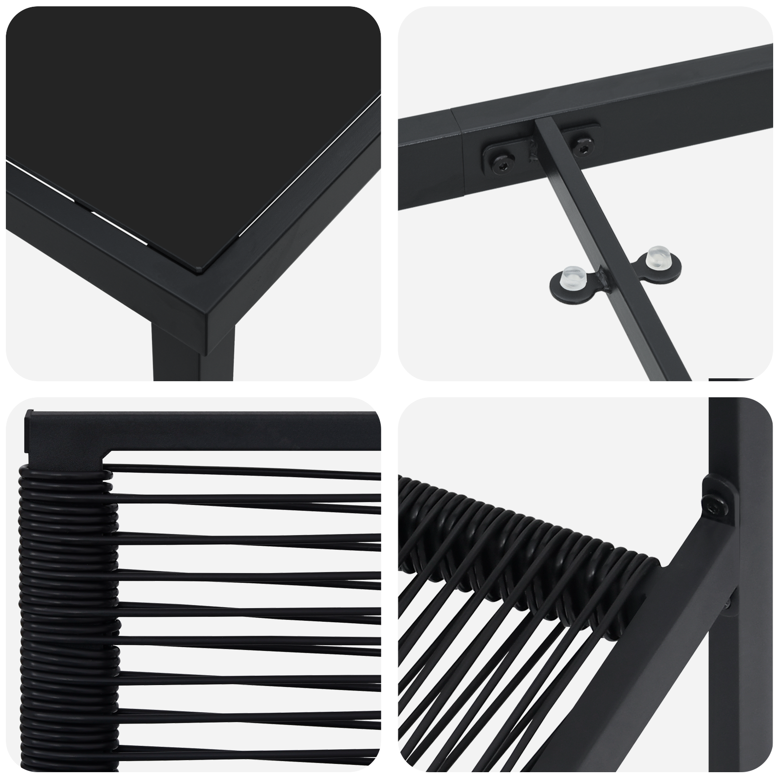 5 частен комплект градински мебели Черен PVC Ратан - Image 9