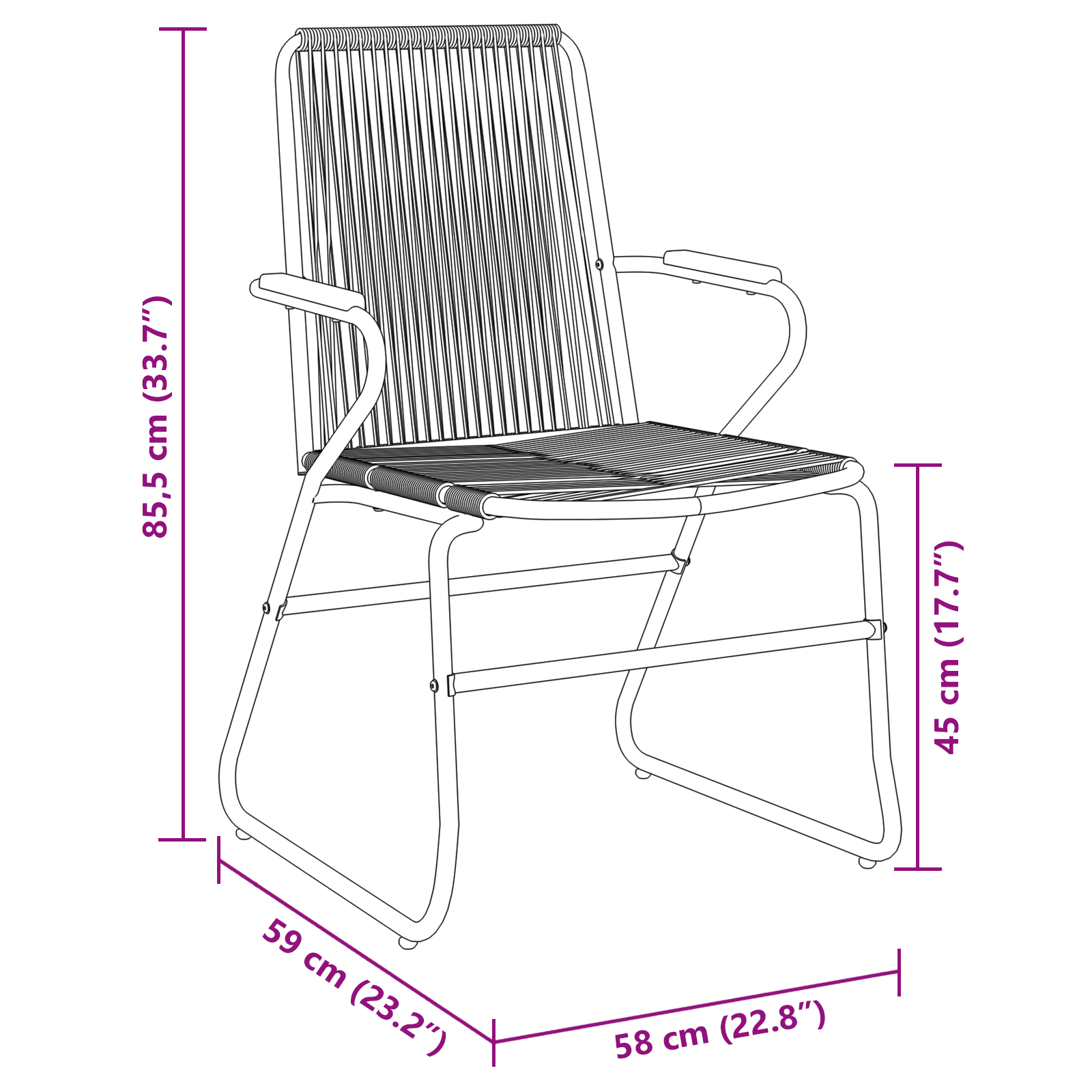 комплект градинска маса и столове от 5 части черен PVC ратан - Image 10