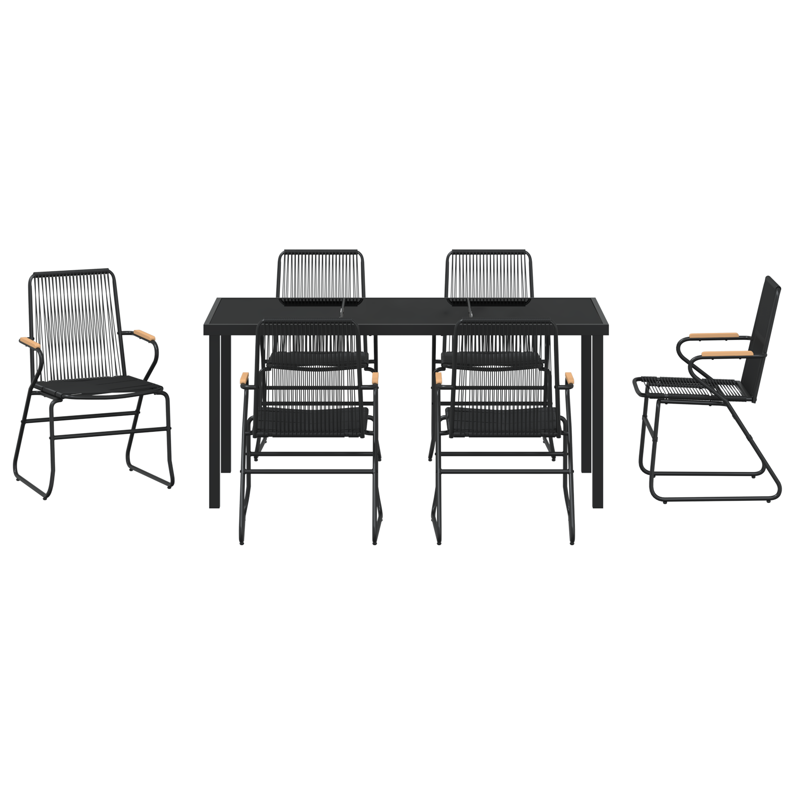 Комплект за градинско хранене  в 7 части - Черен PVC ратан - Image 7