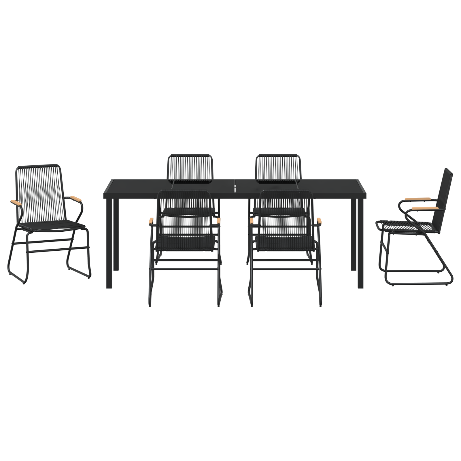 Комплект градински мебели Черен PVC ратан - Image 7