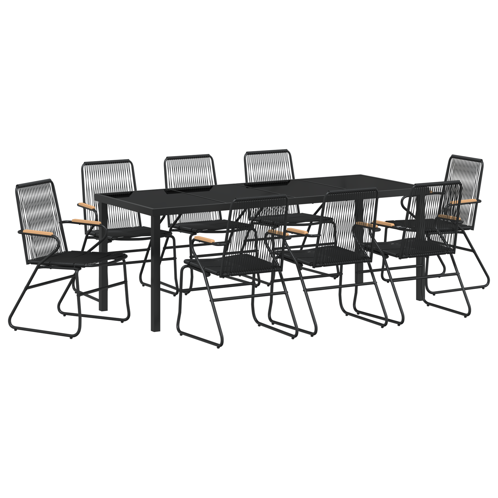 Комплект за градинско хранене 9 части Черен PVC ратан - Image 2