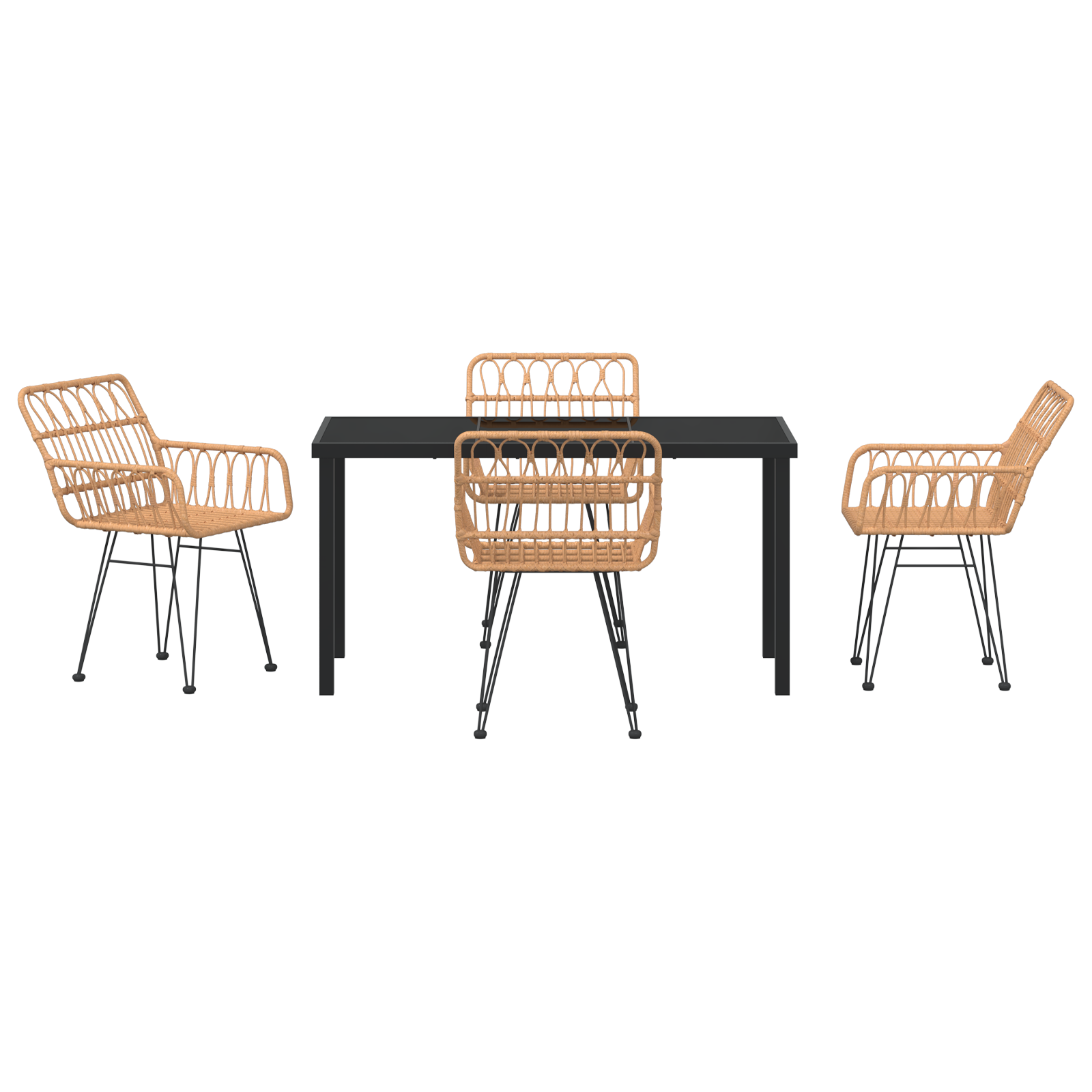 5 части комплект за градинска трапезария кафяв полиратан - Image 7