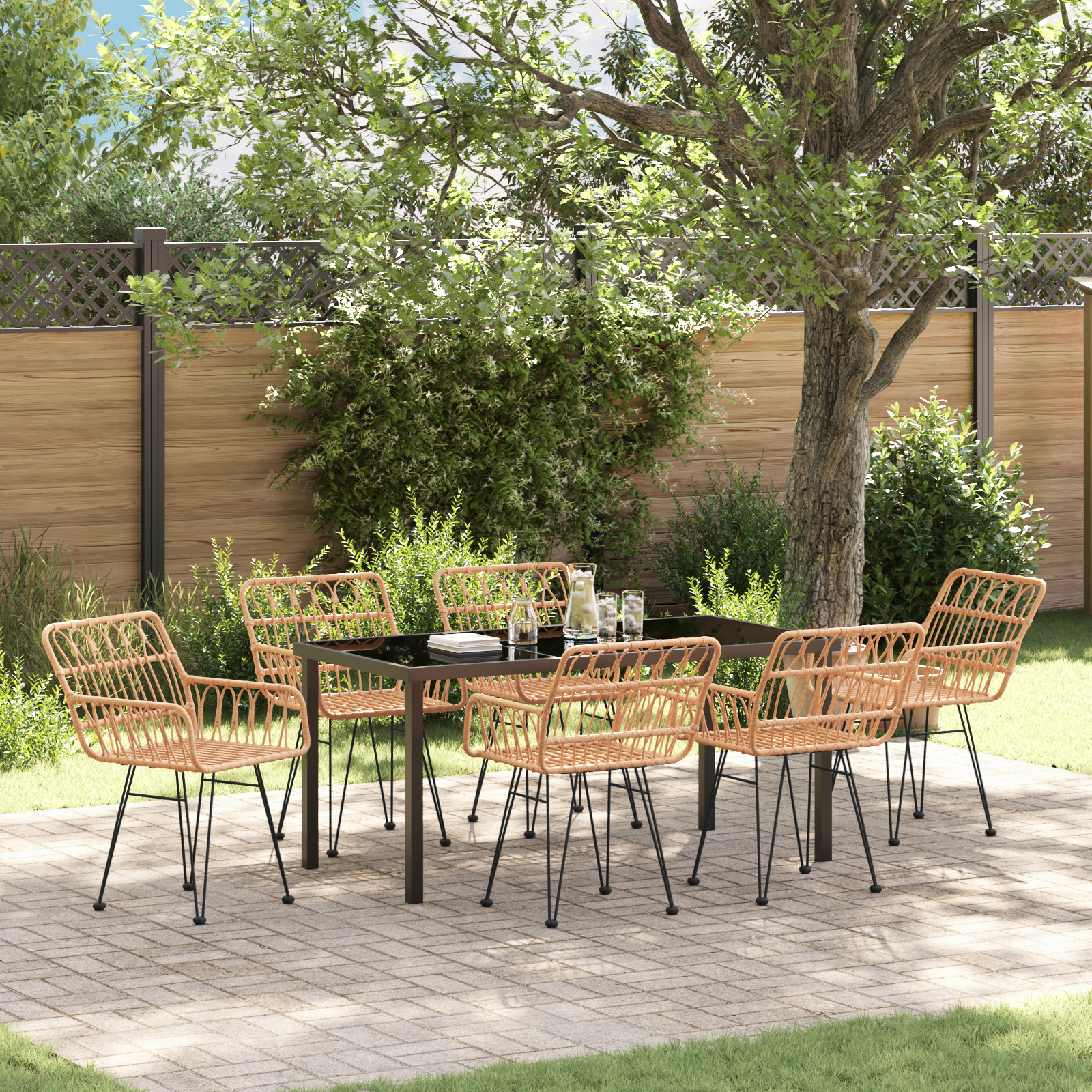 Thumbnail - vidaXL 7-teiliges Garten-Esszimmer aus braunem Poly-Rattan
