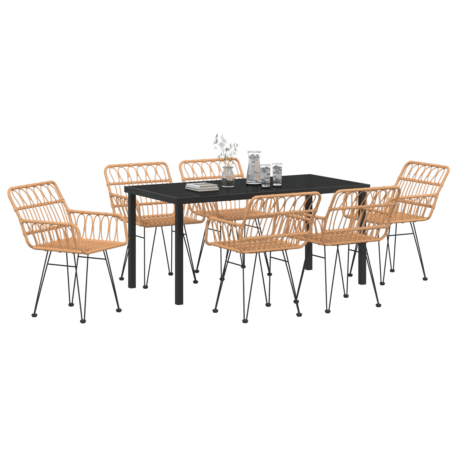 Thumbnail - vidaXL 7-teiliges Garten-Esszimmer aus braunem Poly-Rattan