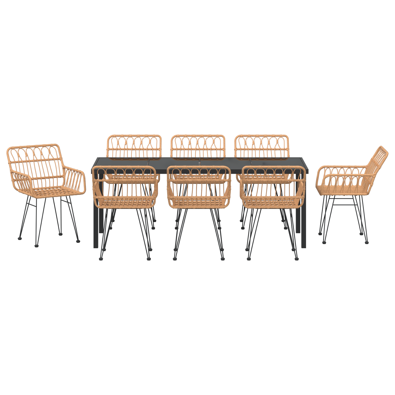 комплект за градината от 9 части кафяв полиратан - Image 5