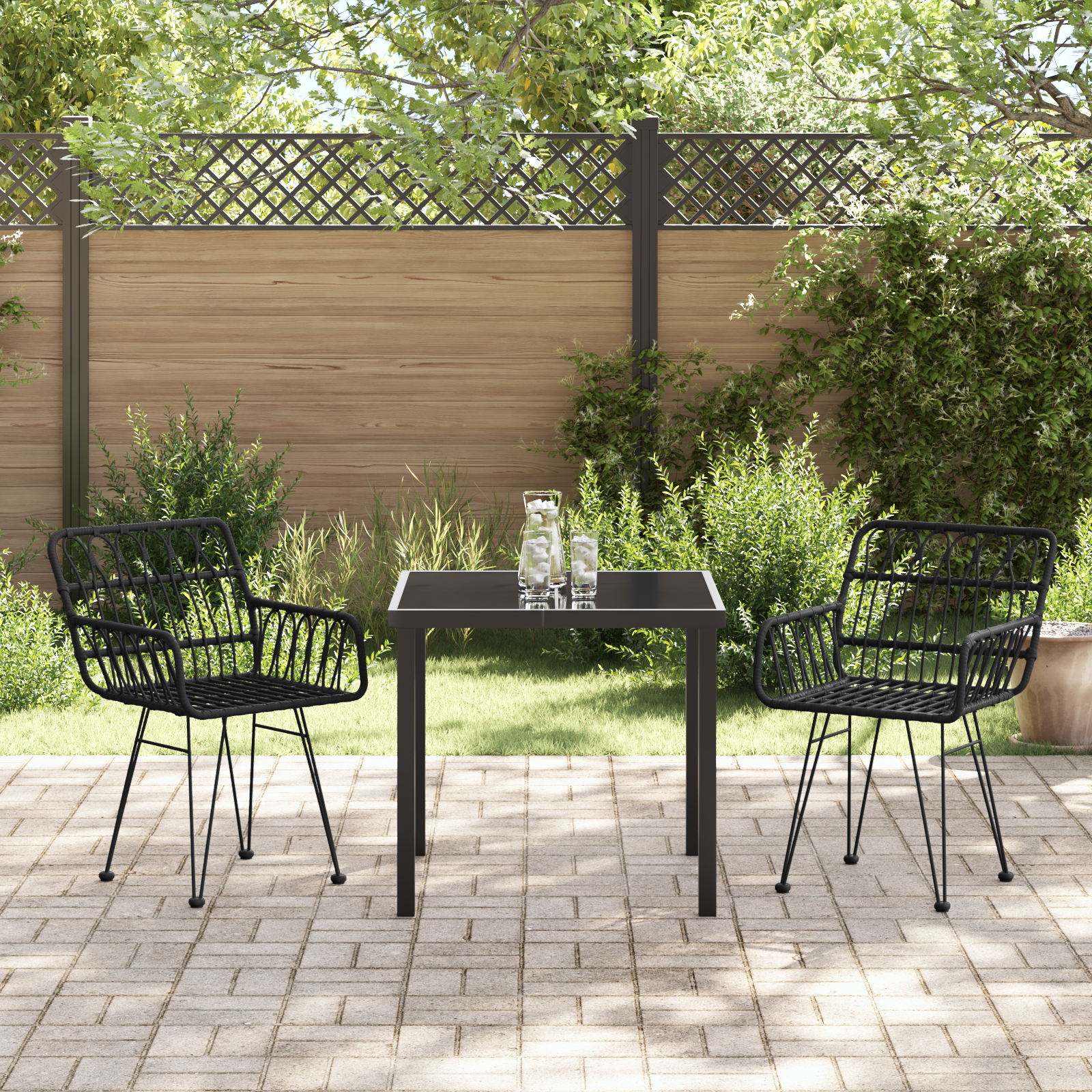 Комплект градински столове  3 части Черно - Image 4