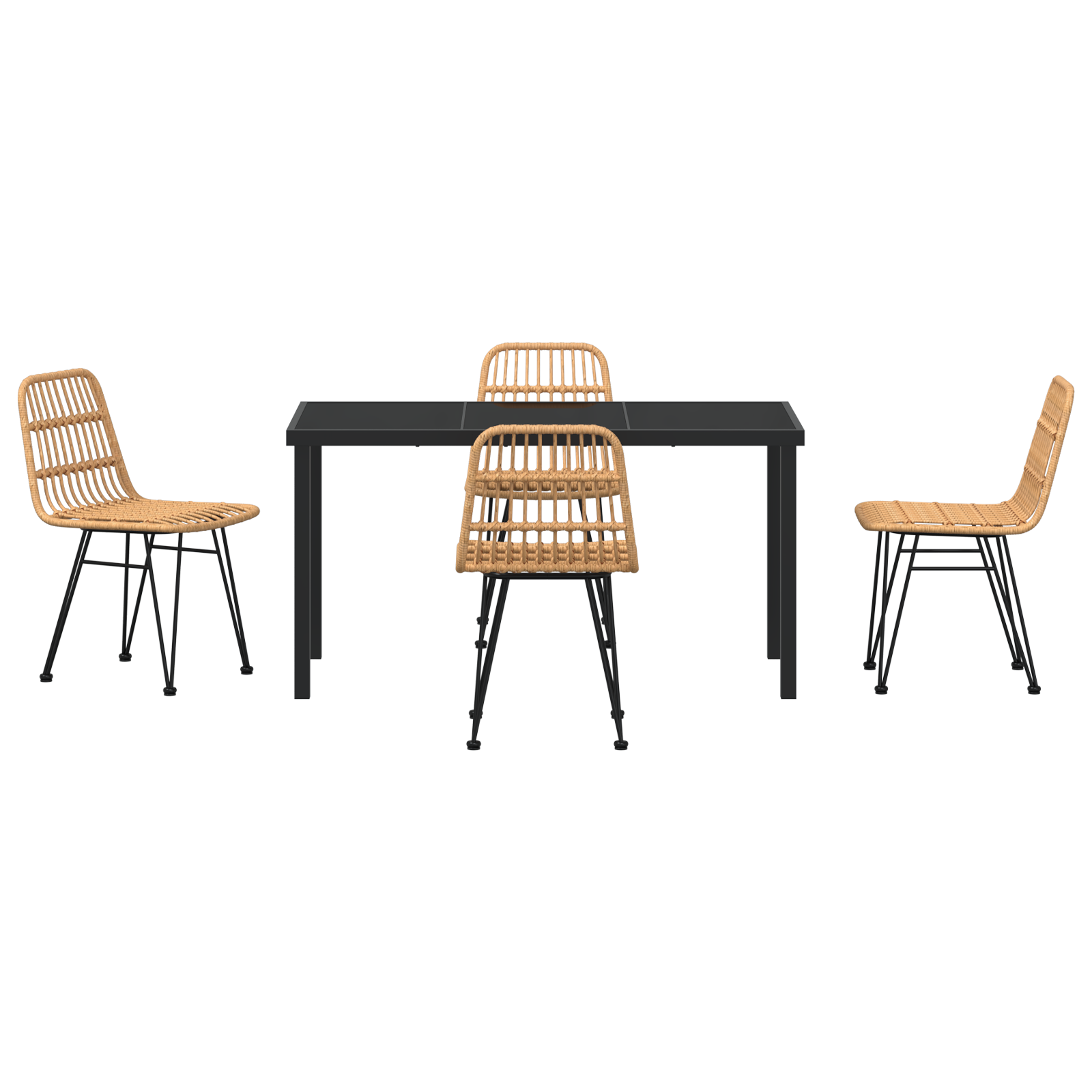 Комплект градинско трапезарно обзавеждане 5 части кафяво ратан - Image 7