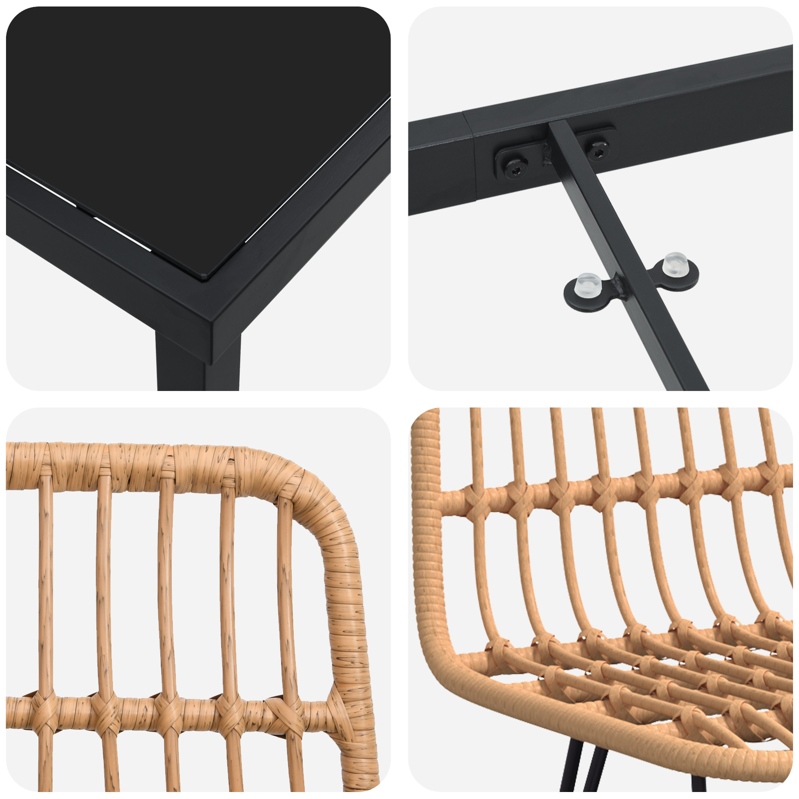 7 Piece Garden Dining Set Brown Poly Rattan - Image 9