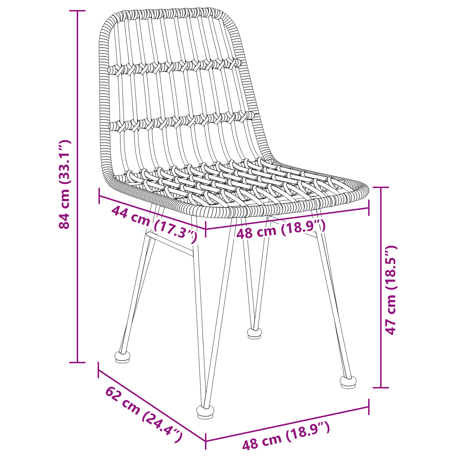 7 Piece Garden Dining Set Brown Poly Rattan - Image 10