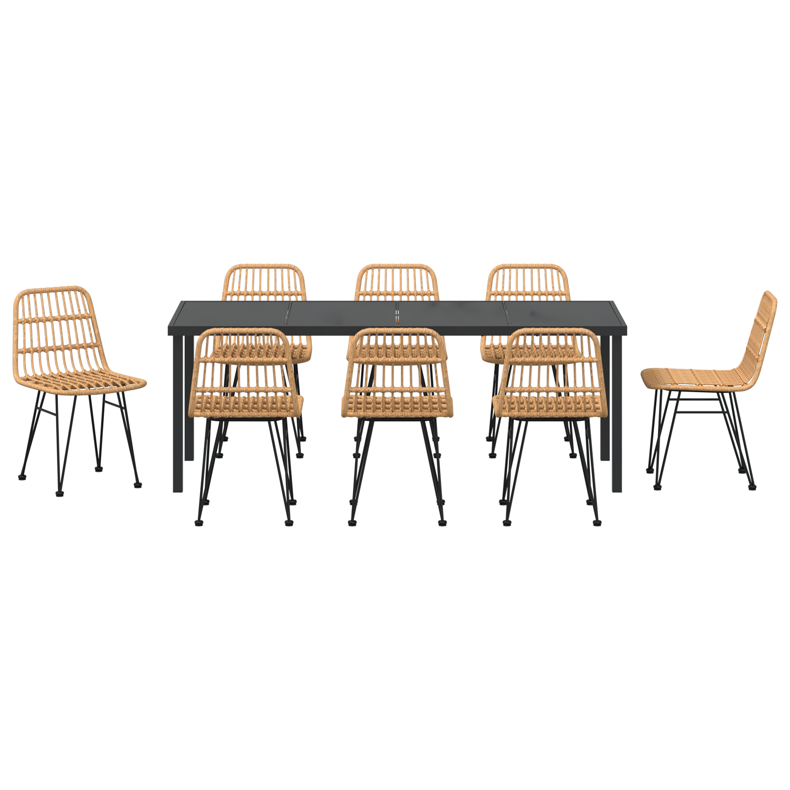 9 Частен Градински Трапезарен Комплект Кафяв Поли Ратан - Image 7