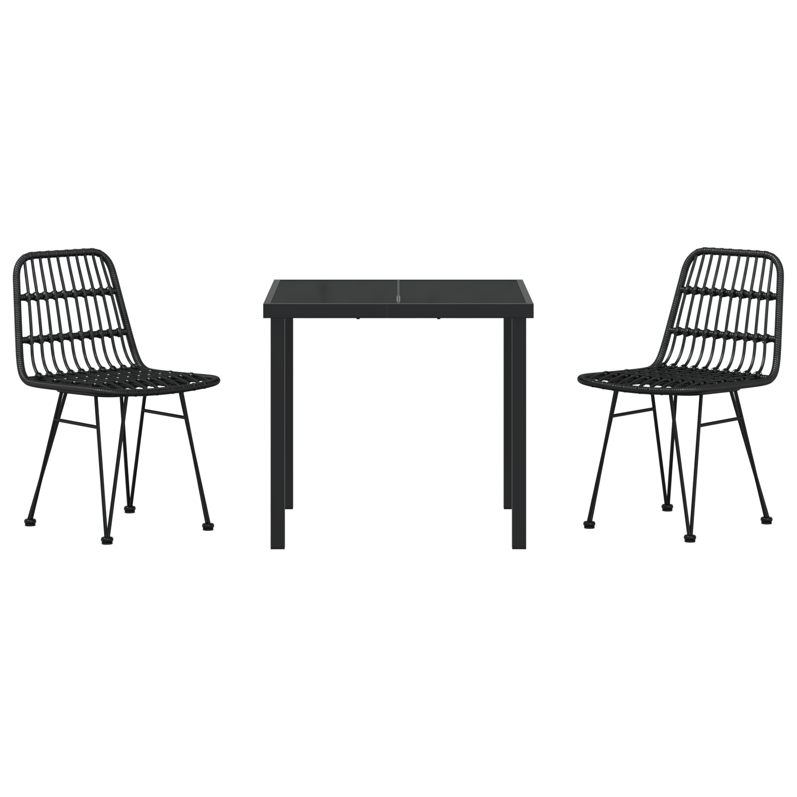 Комплект градинска трапезария  3 части Черен полиратан - Image 7