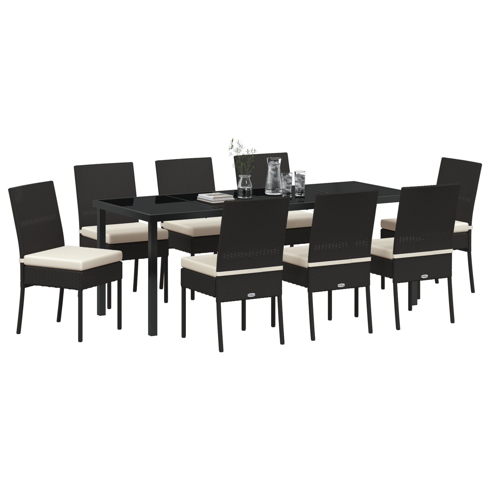 9 части градински трапезарен комплект Черен полиратан - Image 3