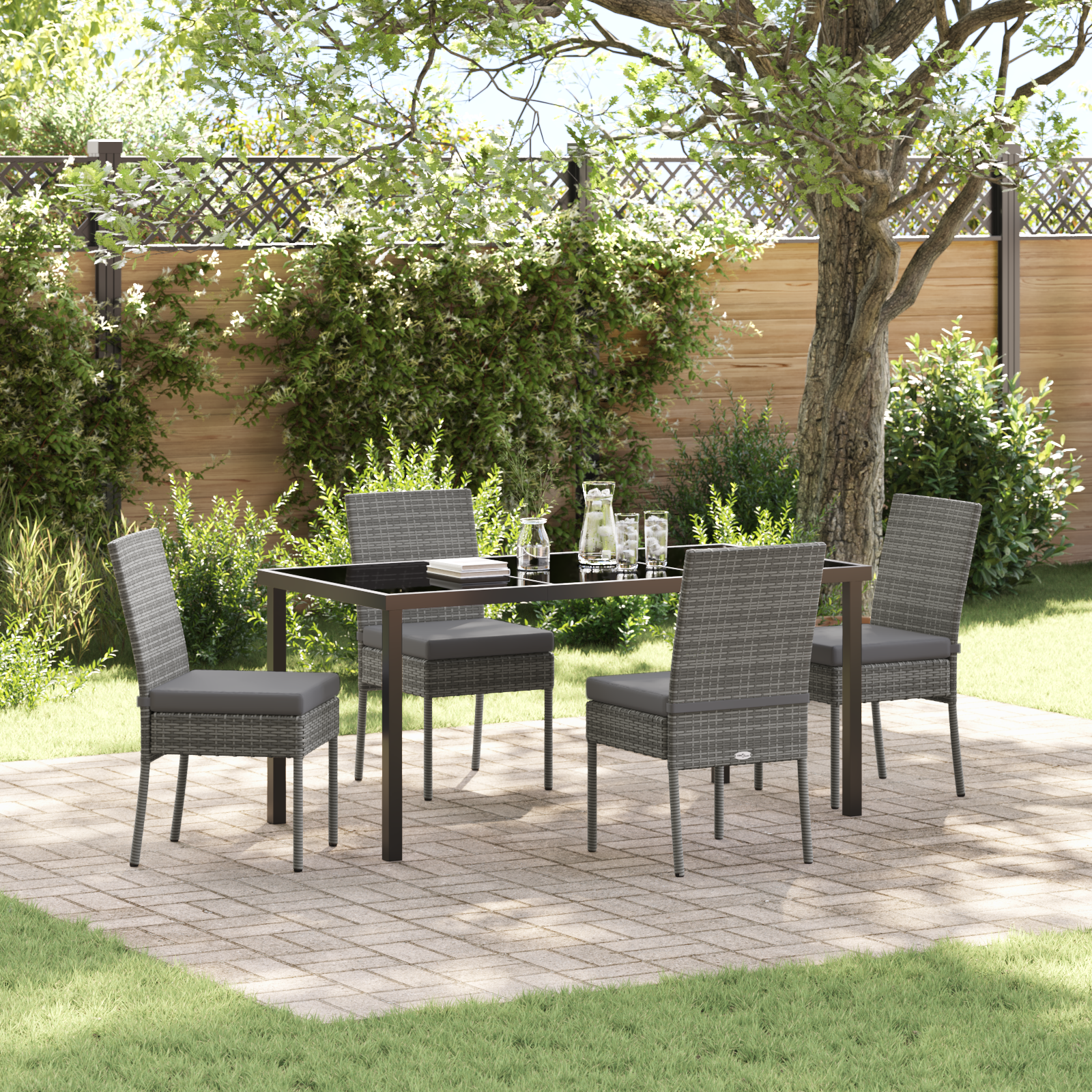 Thumbnail - vidaXL 5-teiliges Garten-Essset in Grau aus Poly Rattan