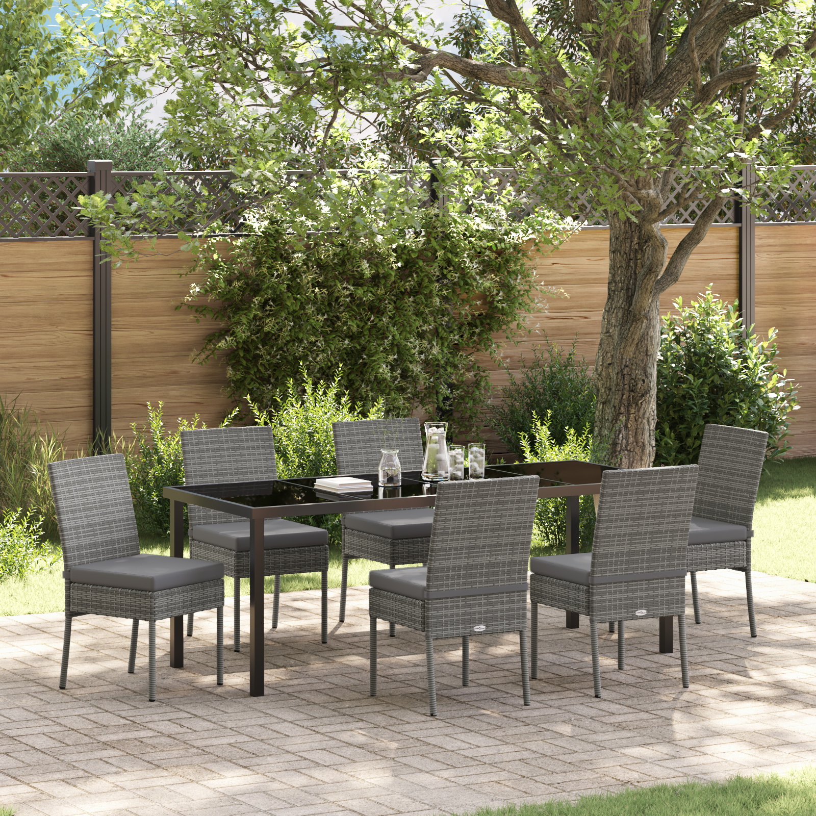Thumbnail - vidaXL 7-teiliges Gartenset aus grauem Poly Rattan