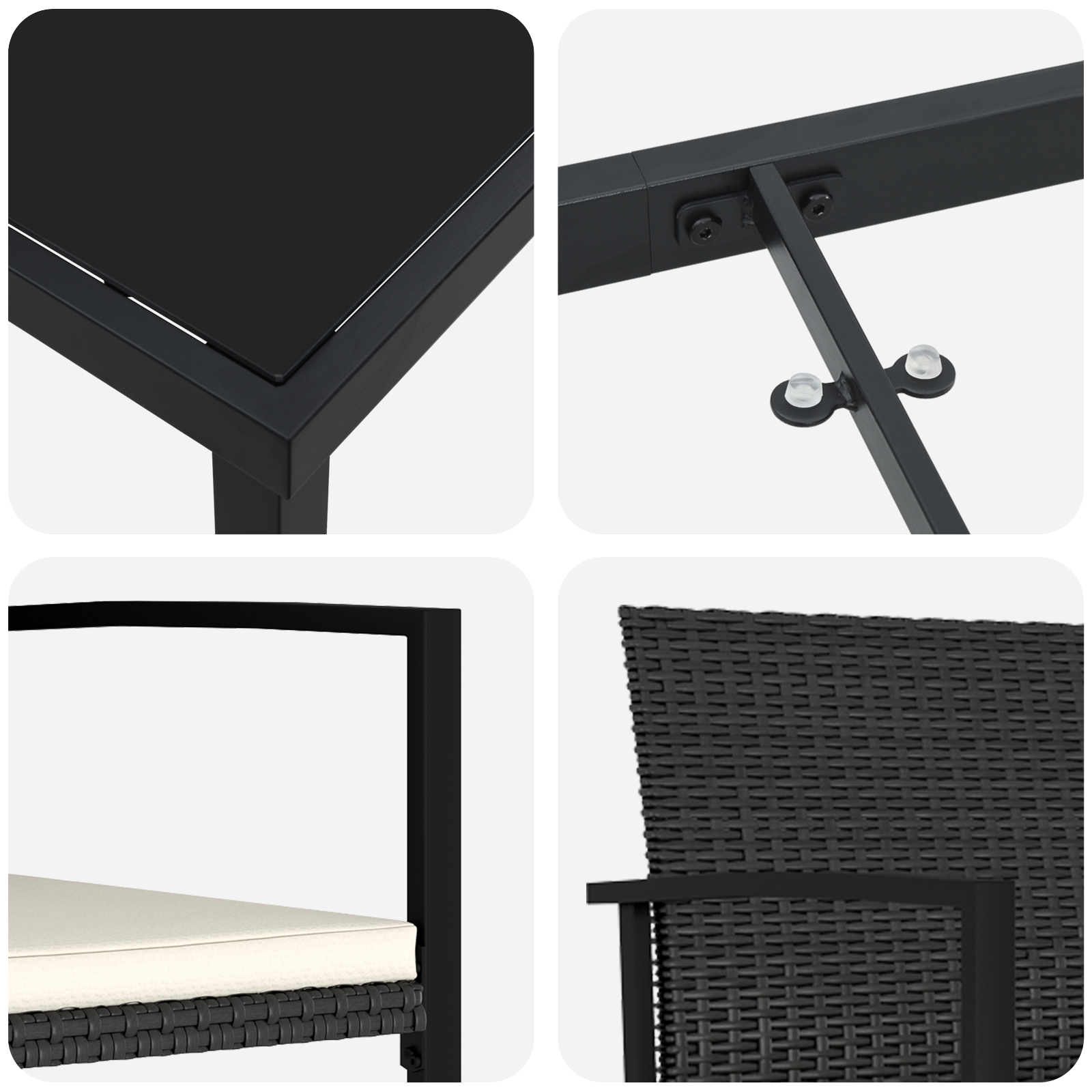 Комплект градинска трапезария 7 части Черен Поли Ратан - Image 9