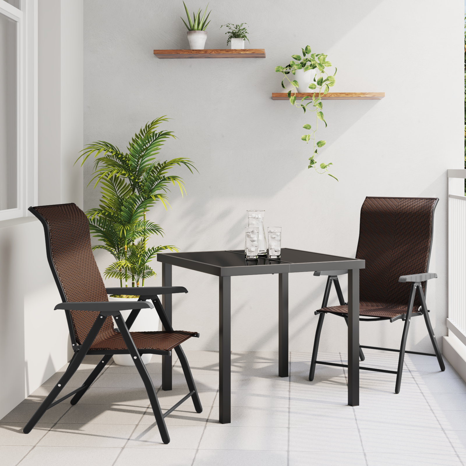 Thumbnail - vidaXL 3-teiliges Garten-Esszimmer-Set in Braun aus Poly Rattan