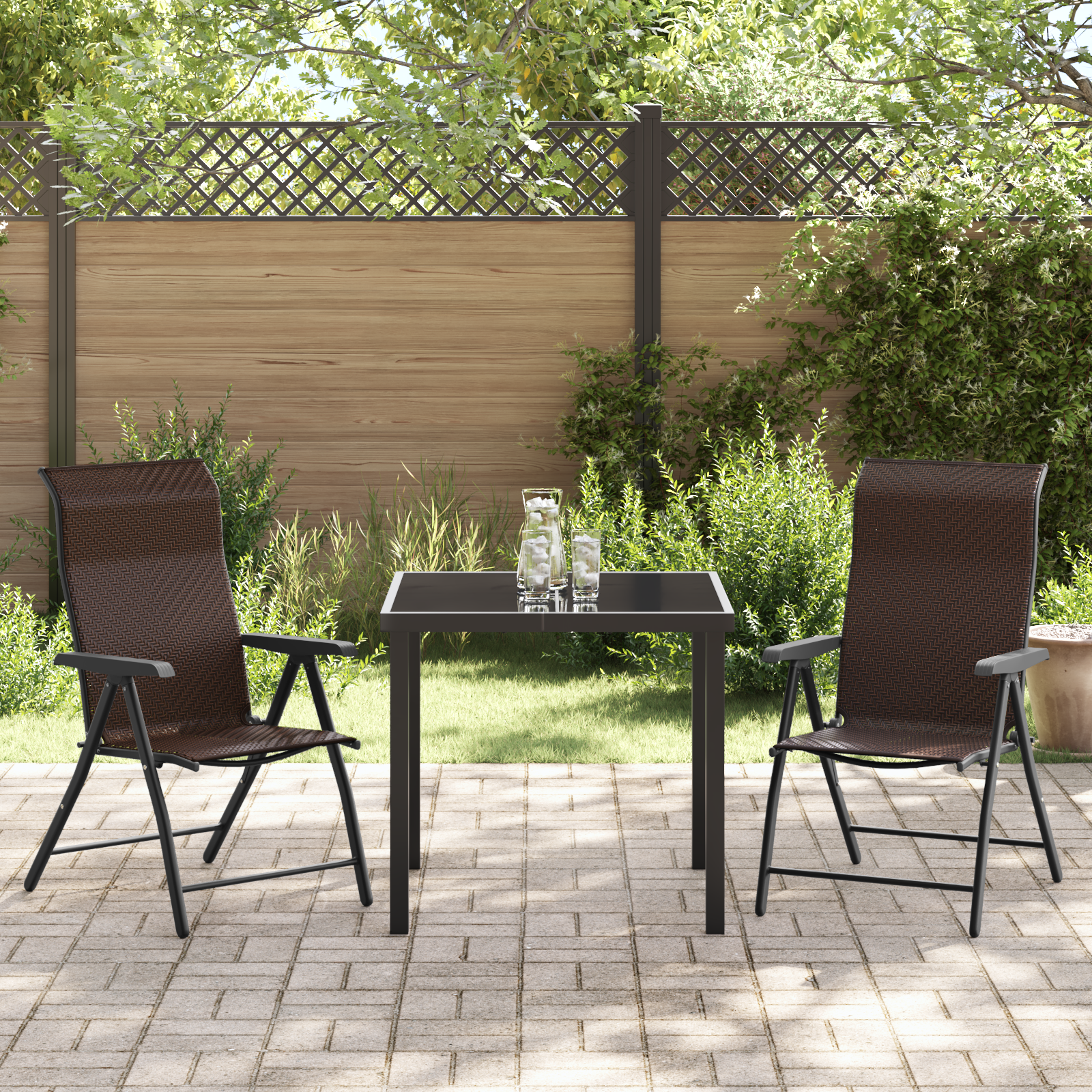 3 Piece Garden Dining Set Brown Poly Rattan - Image 4