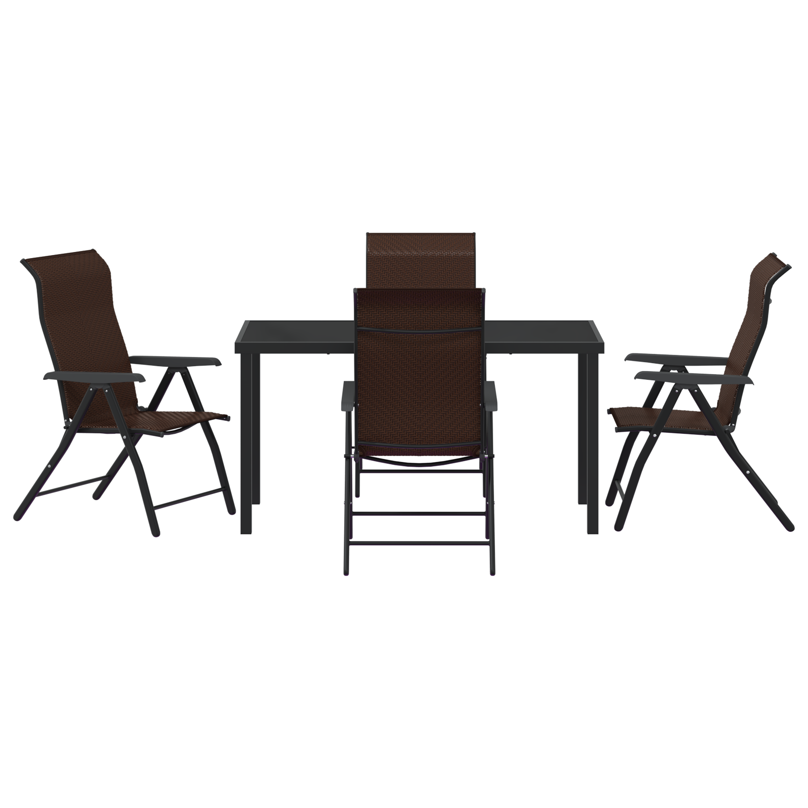 5 Piece Garden Dining Set Brown Poly Rattan - Image 7