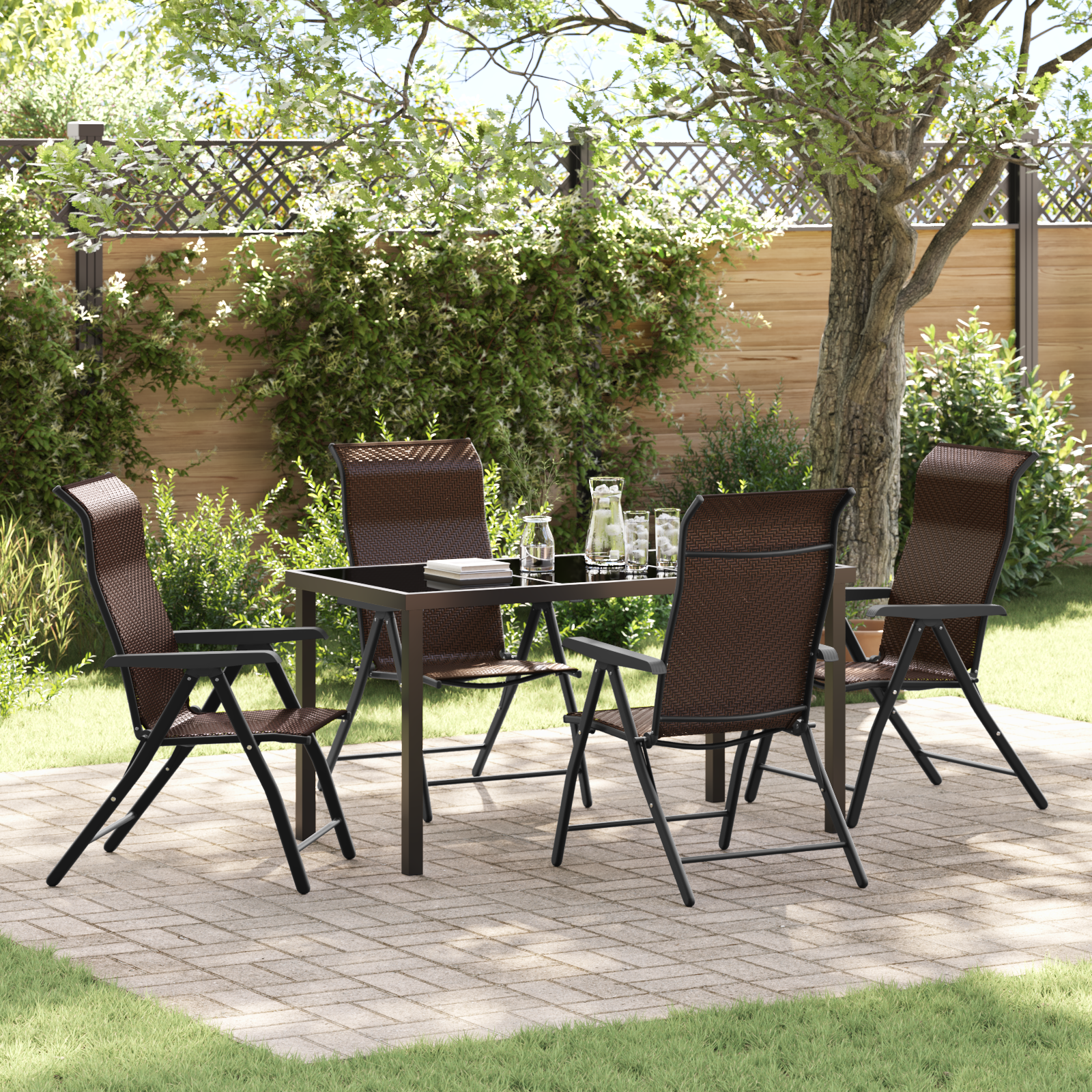 Thumbnail - vidaXL 5-teiliges Gartenessplatzset - Braun aus Poly-Rattan