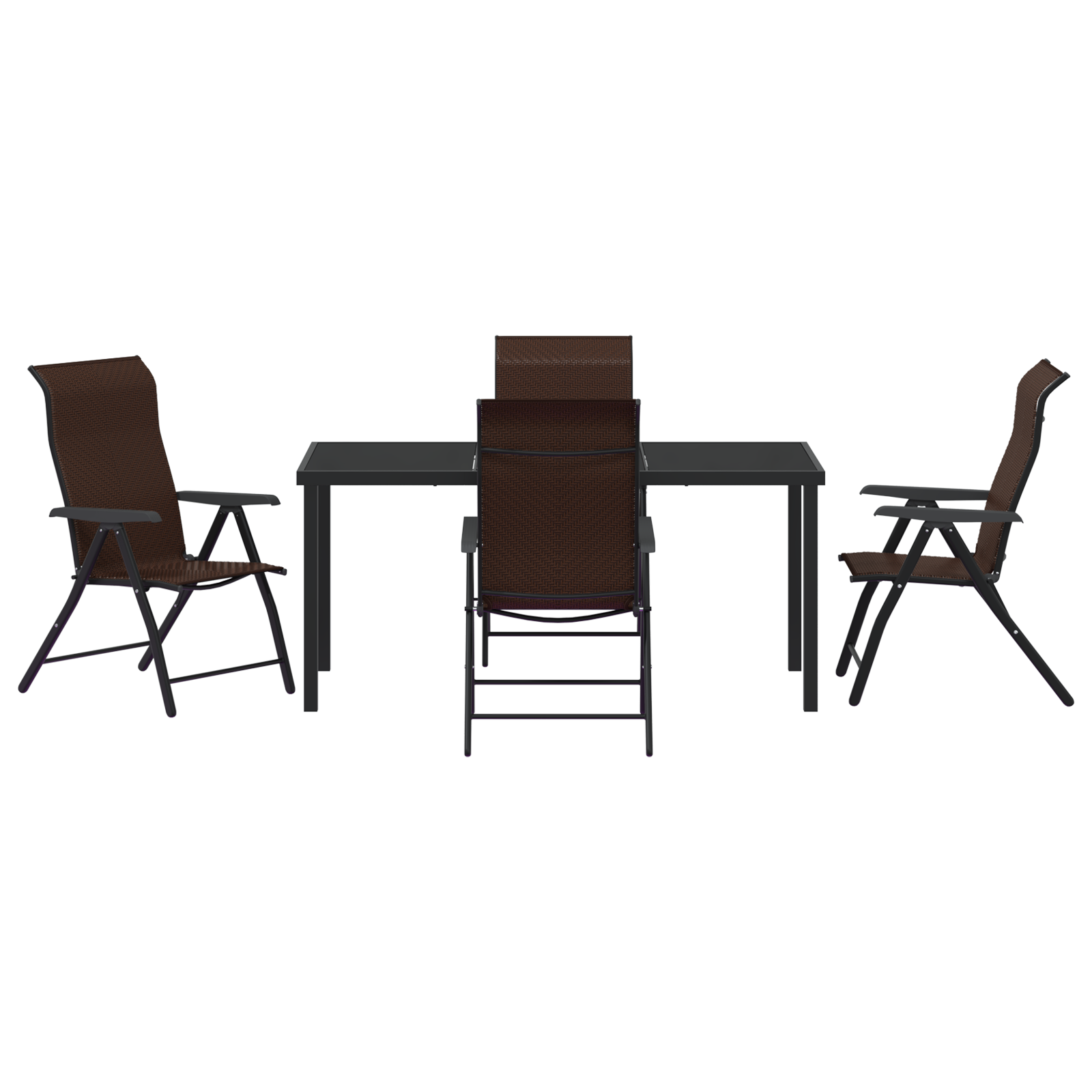 5 Piece Garden Dining Set Brown Poly Rattan - Image 7